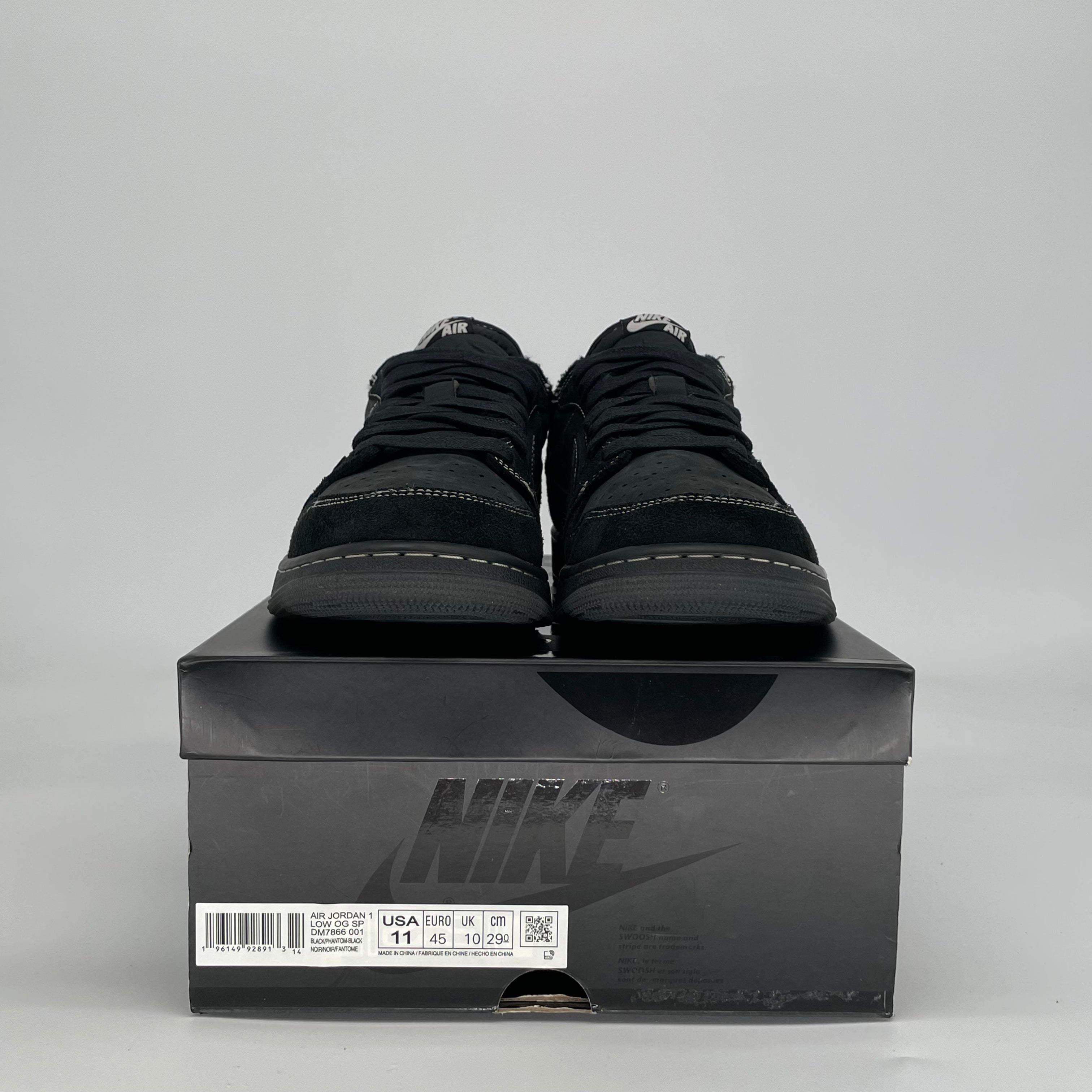 TRAVIS SCOTT X AIR JORDAN 1 LOW BLACK PHANTOM DM7866-001 SIZE 11/12.5W