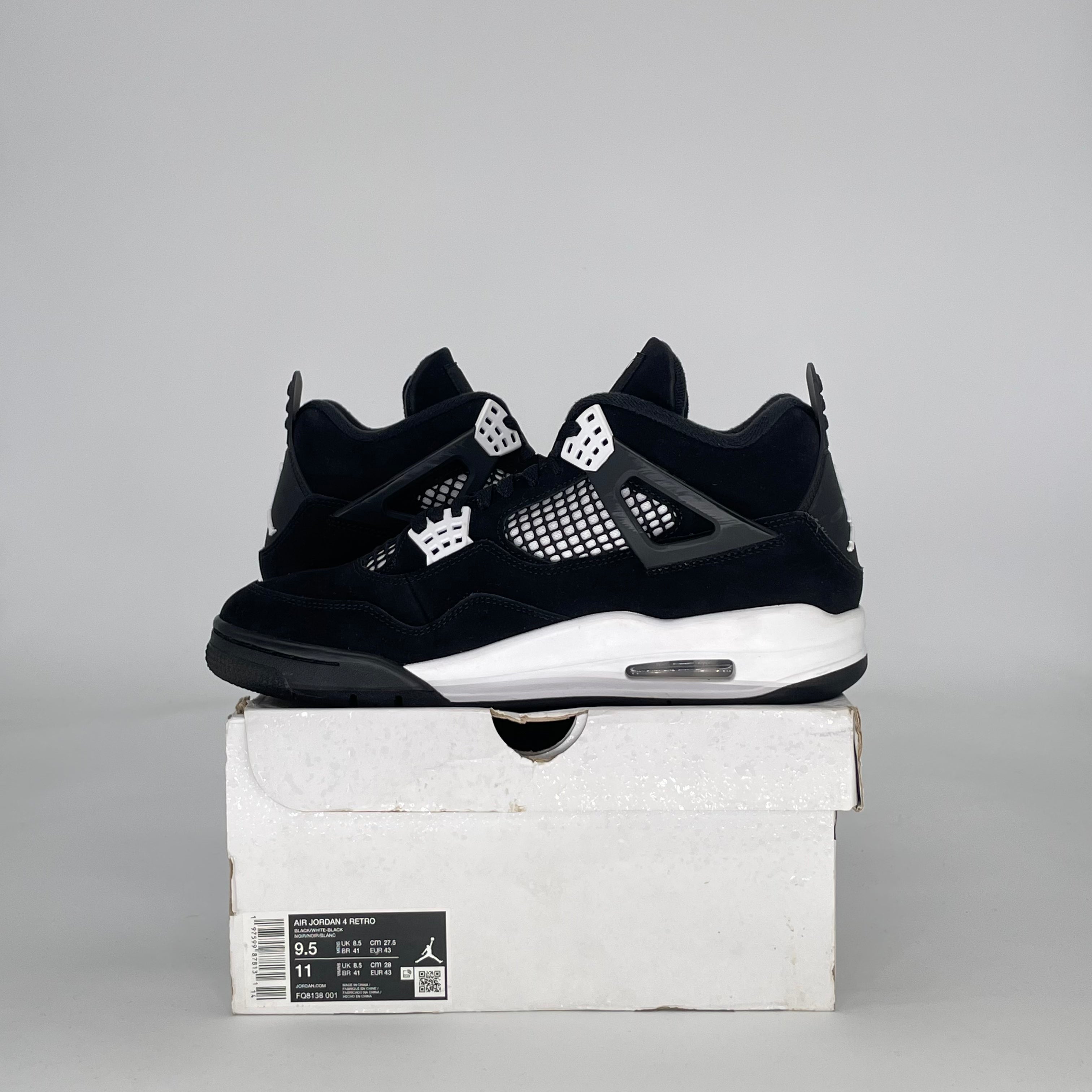 AIR JORDAN 4 WHITE THUNDER FQ8138-001 SIZE 9.5/11W