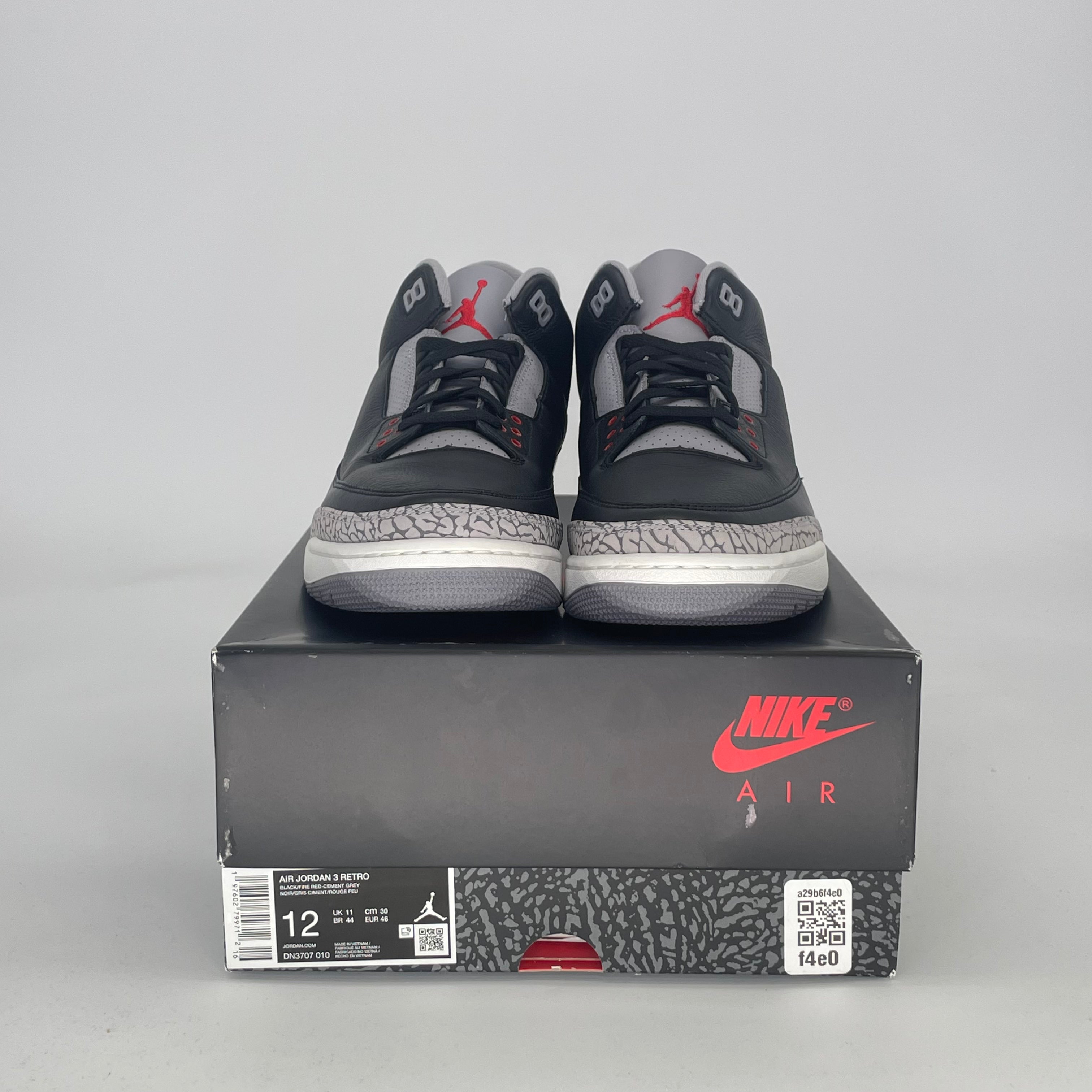 AIR JORDAN 3 BLACK CEMENT DN3707-010 SIZE 12/13.5W