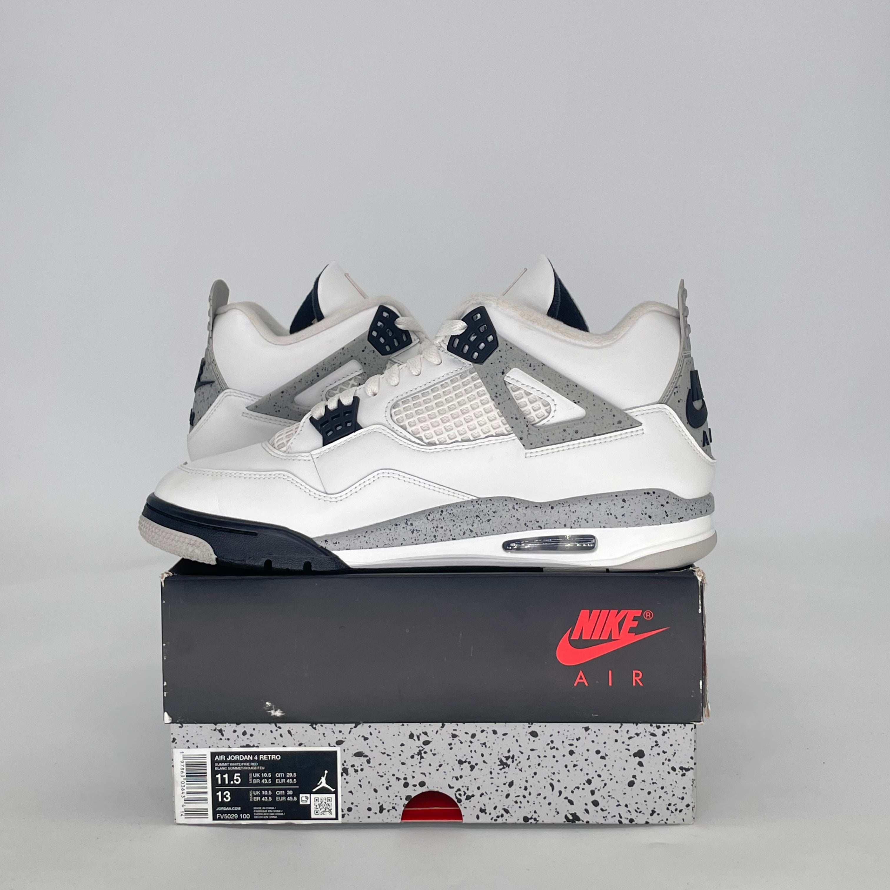 AIR JORDAN 4 WHITE CEMENT FV5029-100 SIZE 11.5/13W