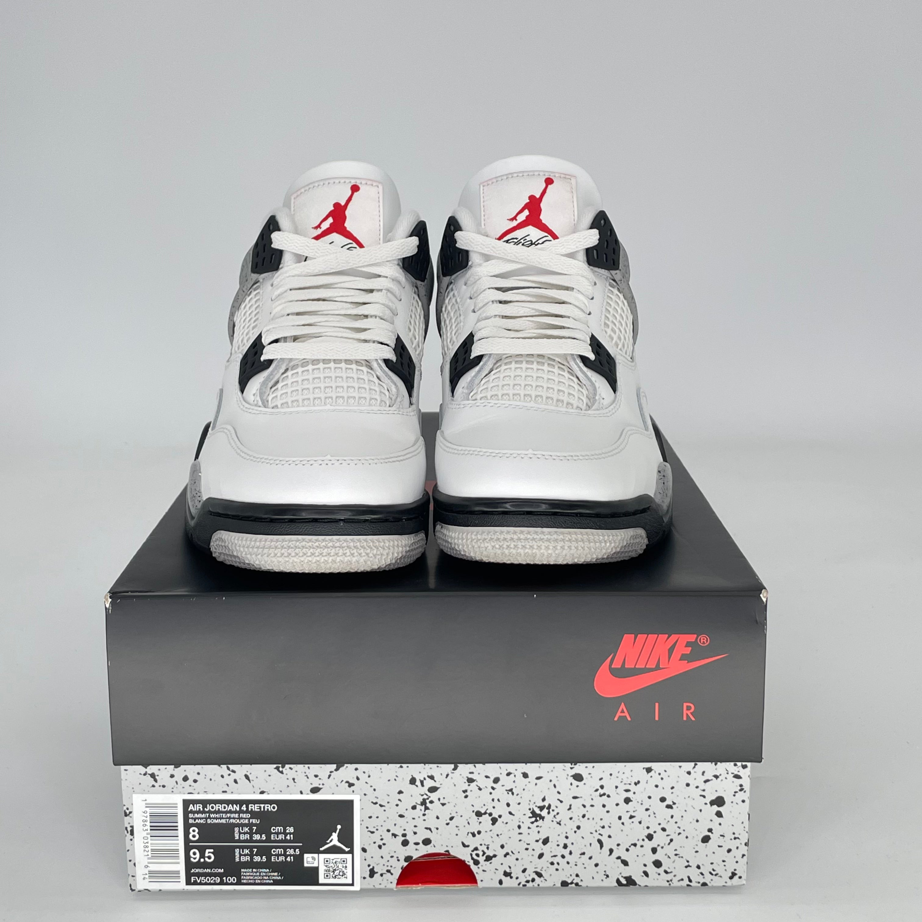 AIR JORDAN 4 WHITE CEMENT FV5029-100 SIZE 8/9.5W