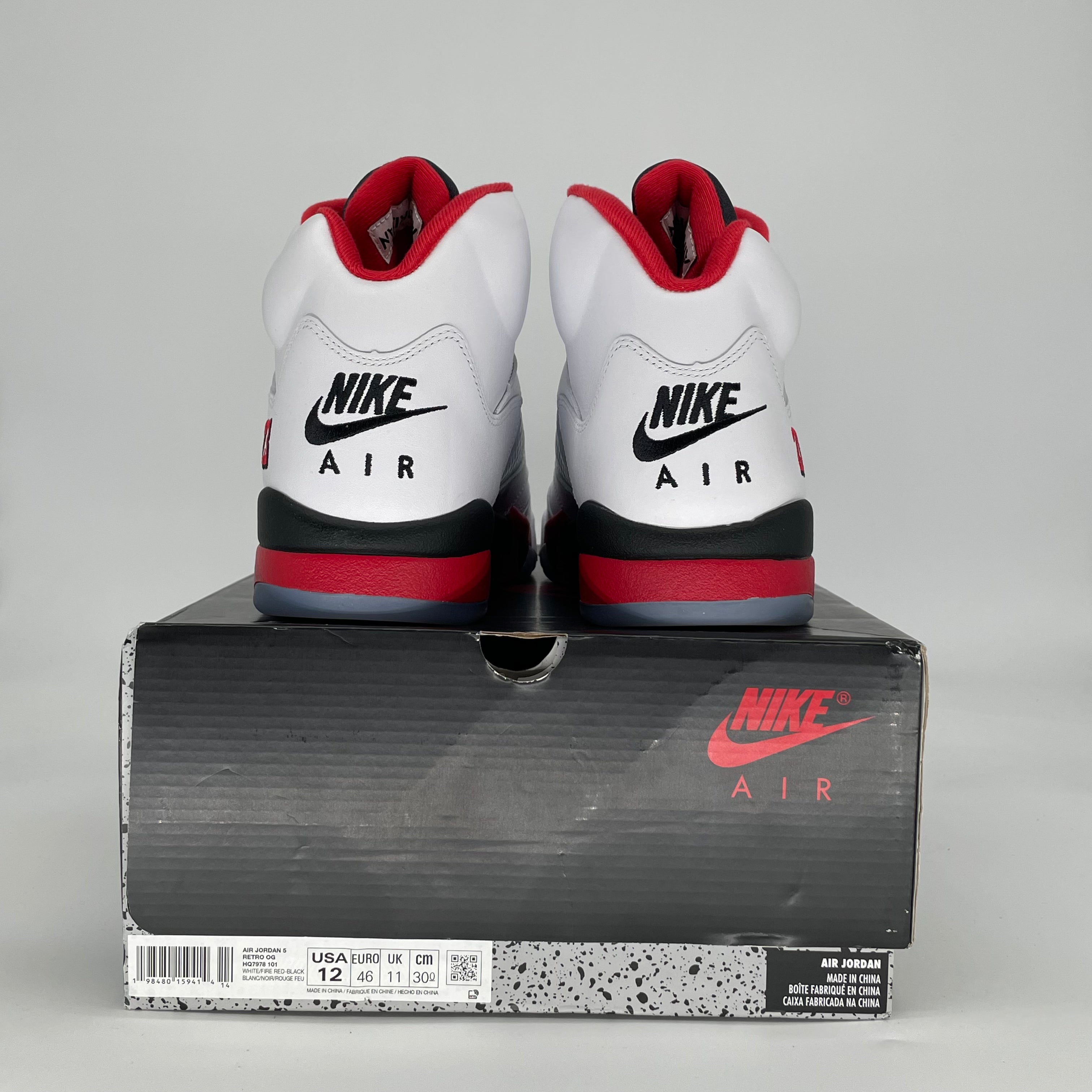 AIR JORDAN 5 FIRE RED BLACK TONGUE HQ7978-101 SIZE 12/13.5W