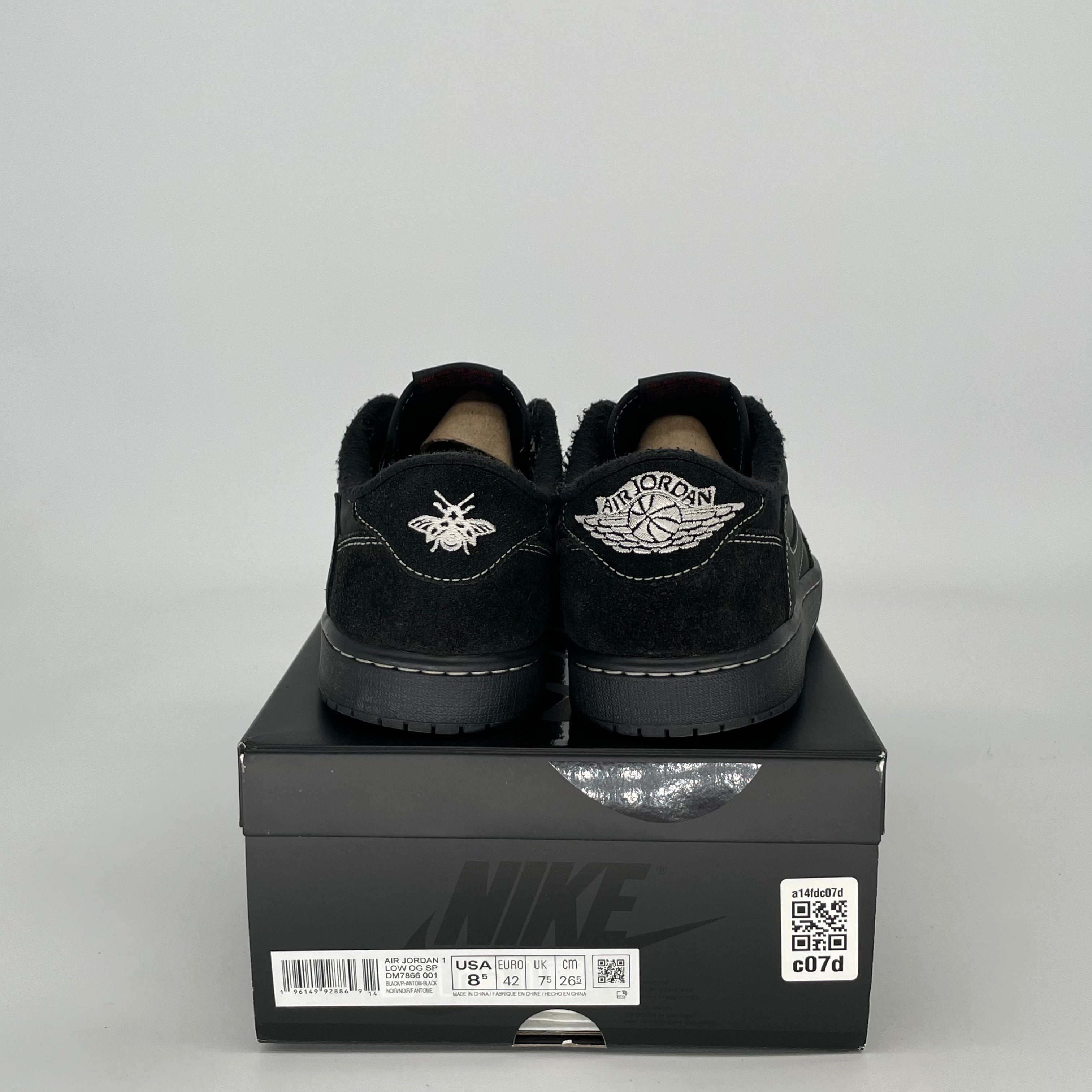 TRAVIS SCOTT X AIR JORDAN 1 LOW BLACK PHANTOM DM7866-001 SIZE 8/9.5W