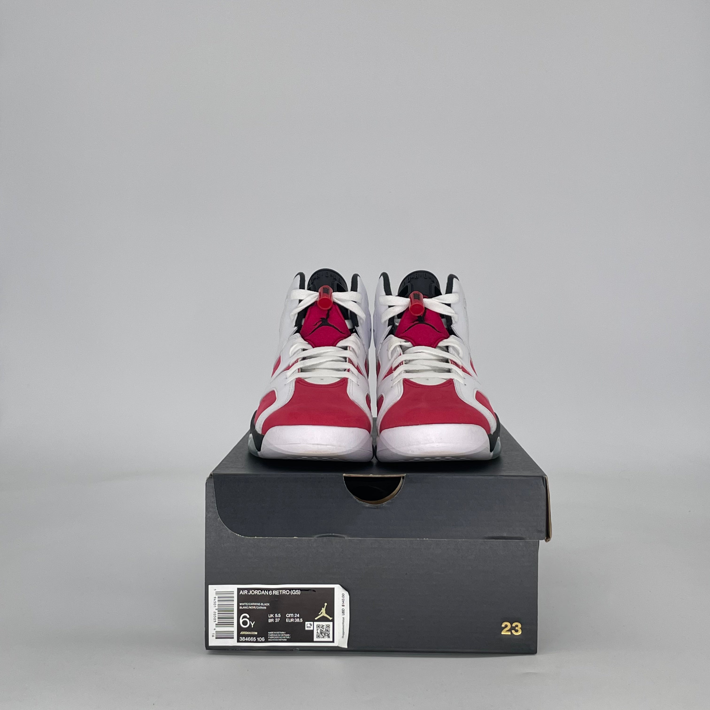 AIR JORDAN 6 CARMINE (2021) 384665-106 SIZE 6/7.5W GS