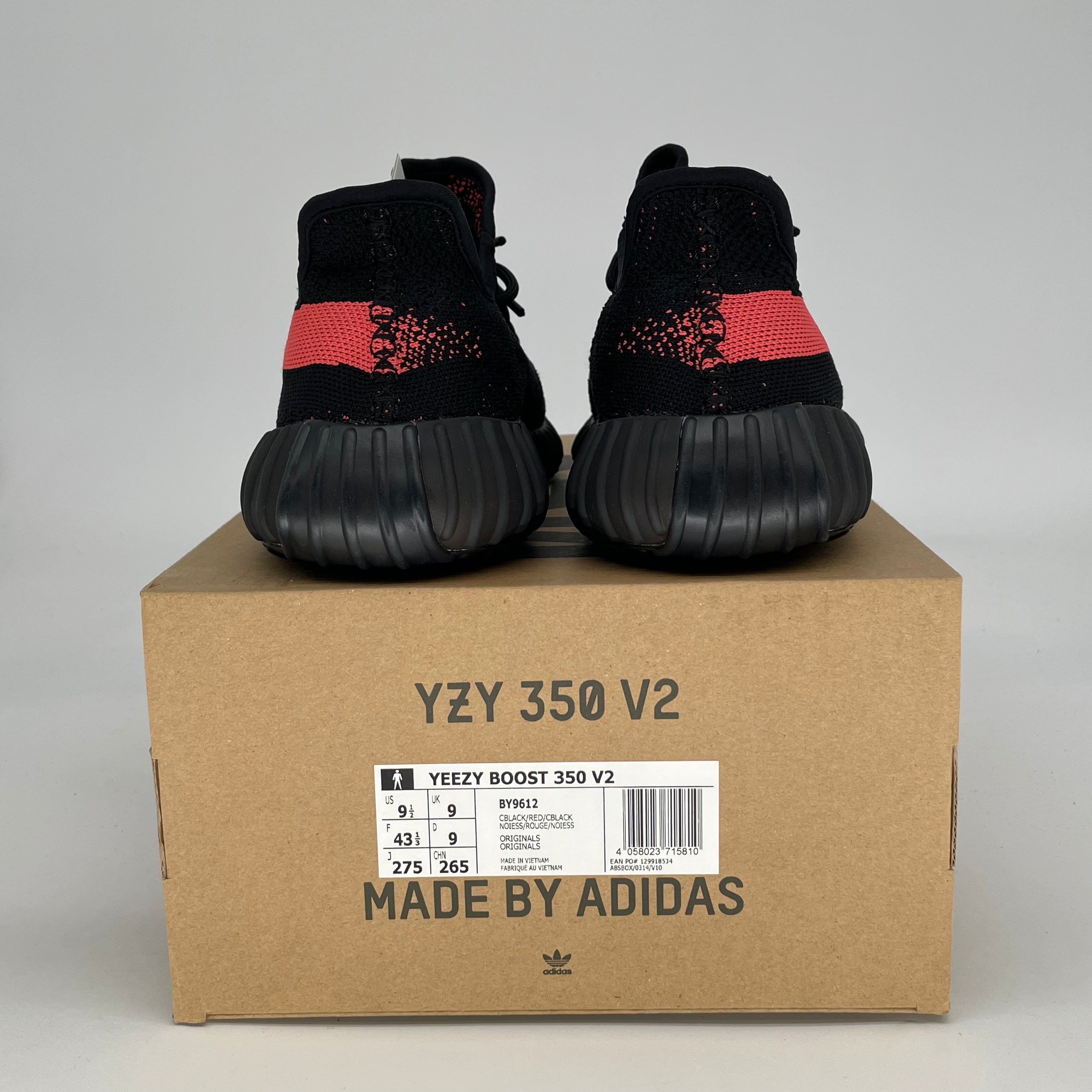 ADIDAS YEEZY 350 V2 CORE BLACK RED BY9612 SIZE 9/10.5W