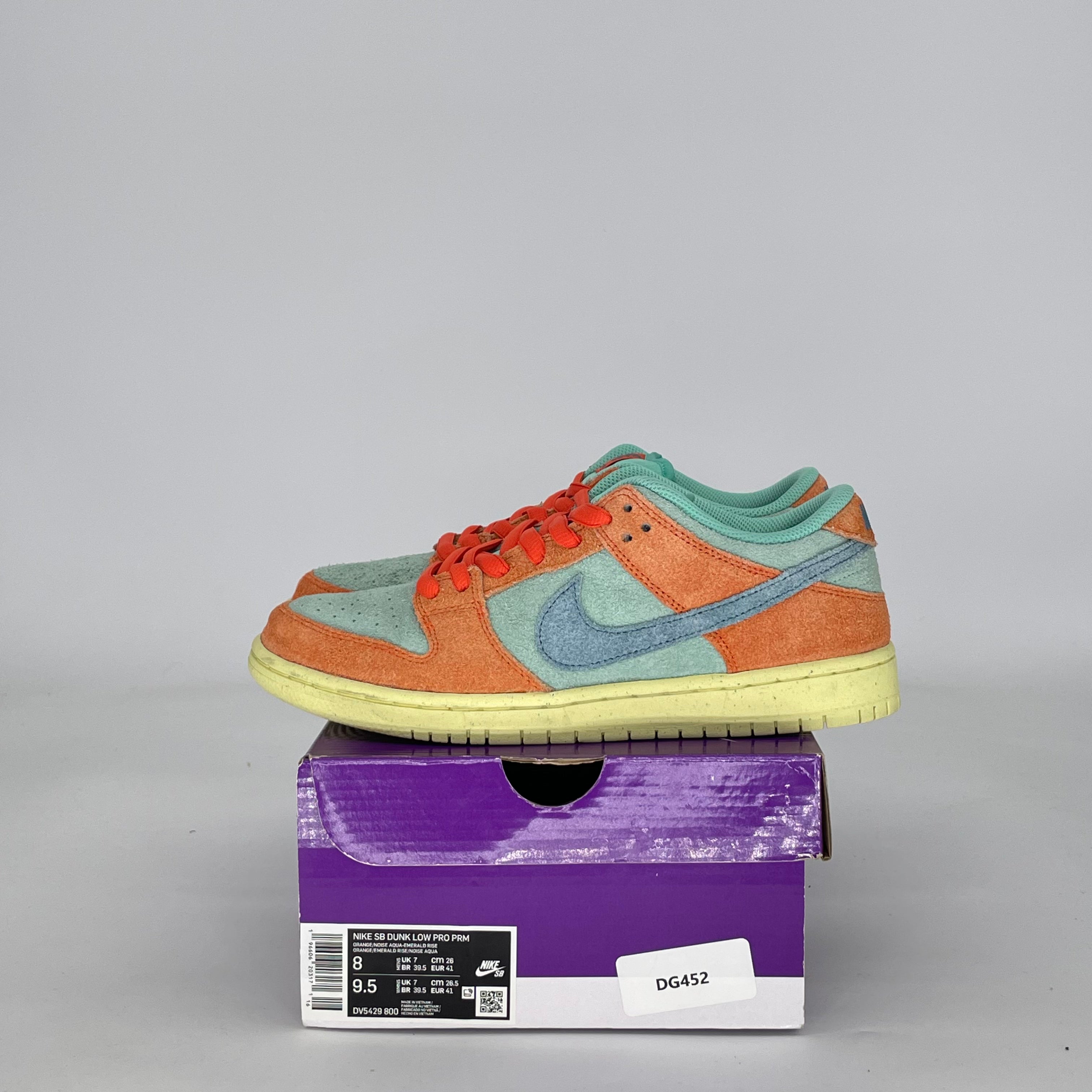 NIKE SB DUNK LOW ORANGE EMERALD RISE DV5429-800 SIZE 8/9.5W