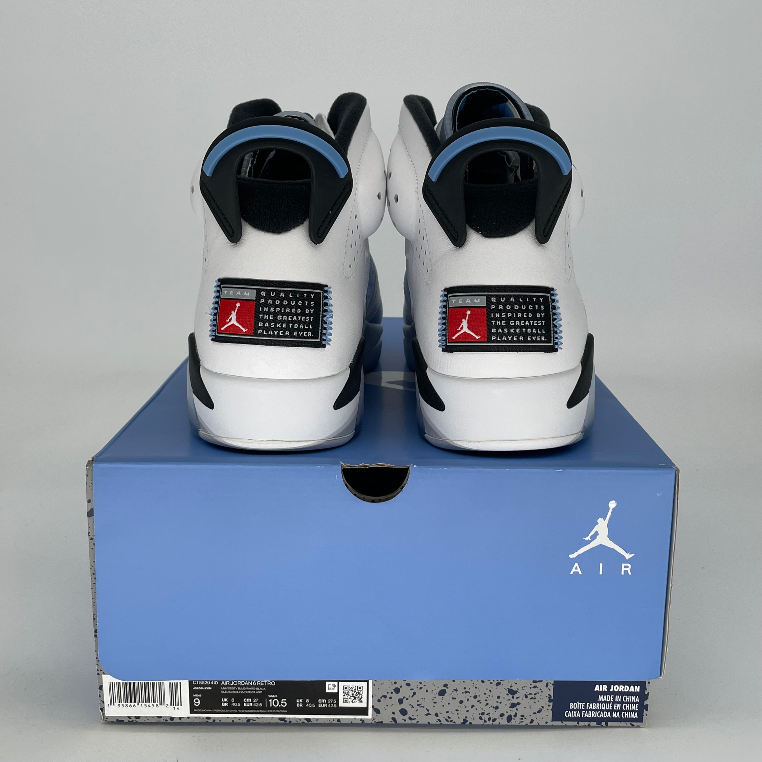 AIR JORDAN 6 UNC WHITE CT8529-410 SIZE 9/10.5W