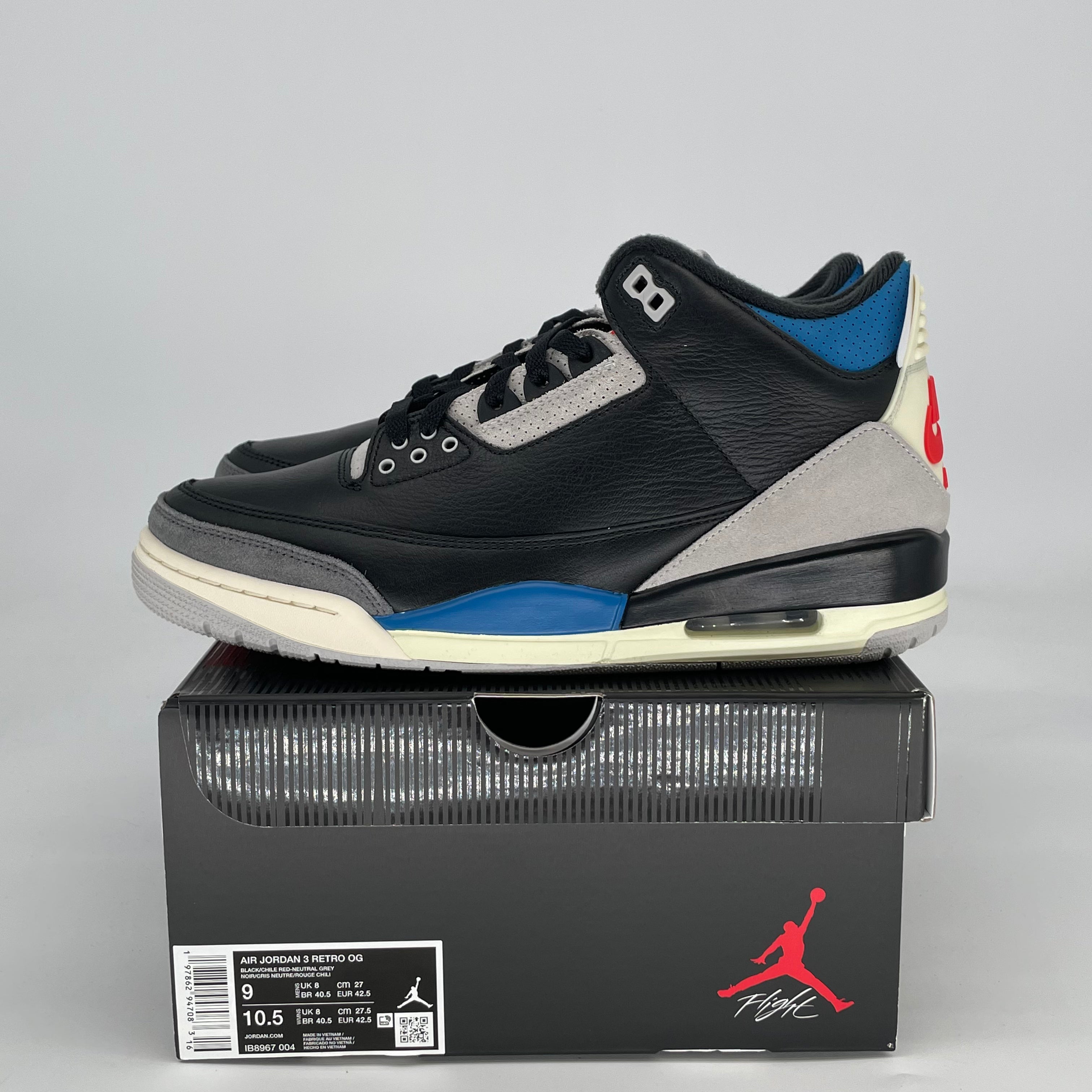 AIR JORDAN 3 RARE AIR IB8967-004 SIZE 9/10.5W