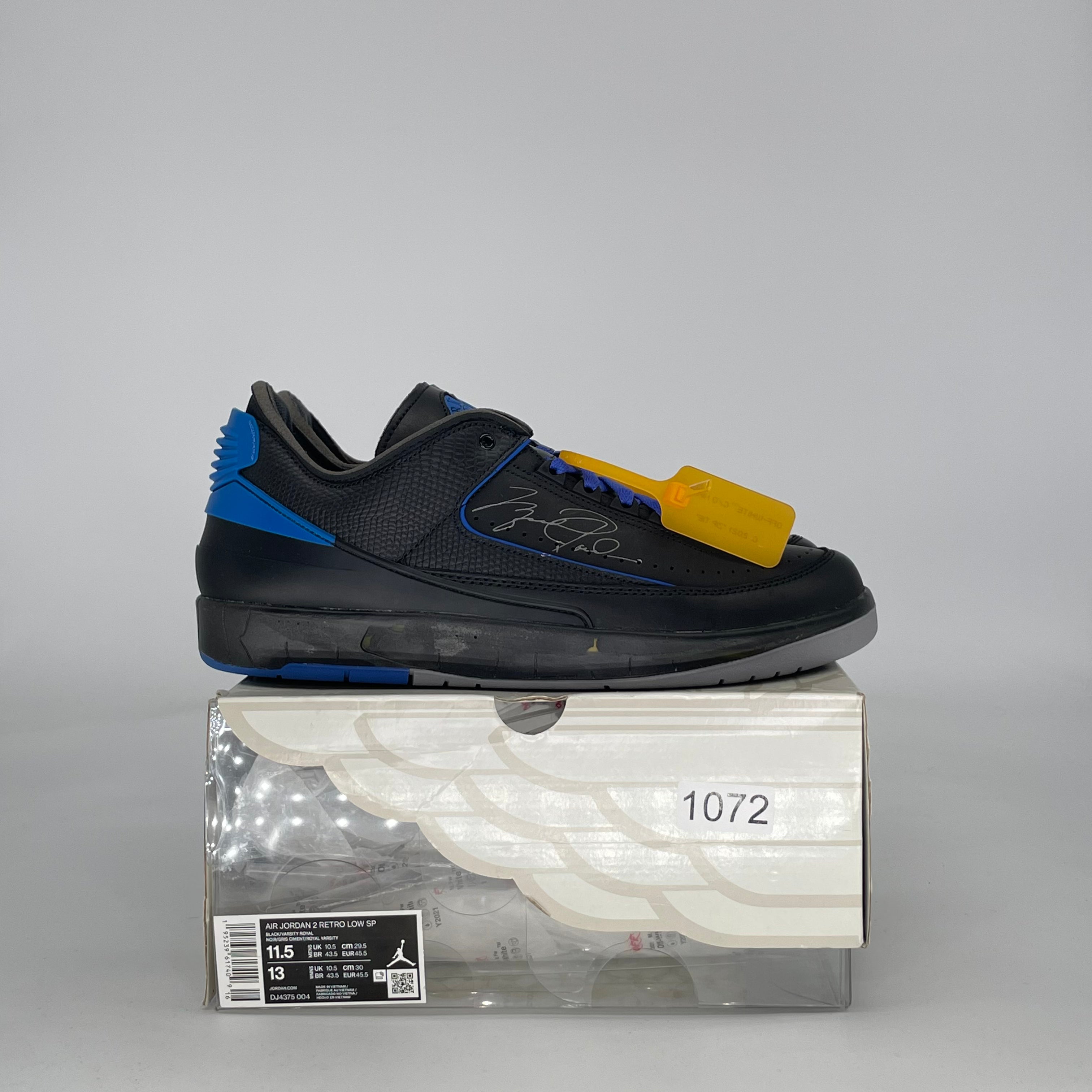 AIR JORDAN 2 LOW OFF-WHITE BLACK BLUE DJ4375-004 SIZE 11.5/13W