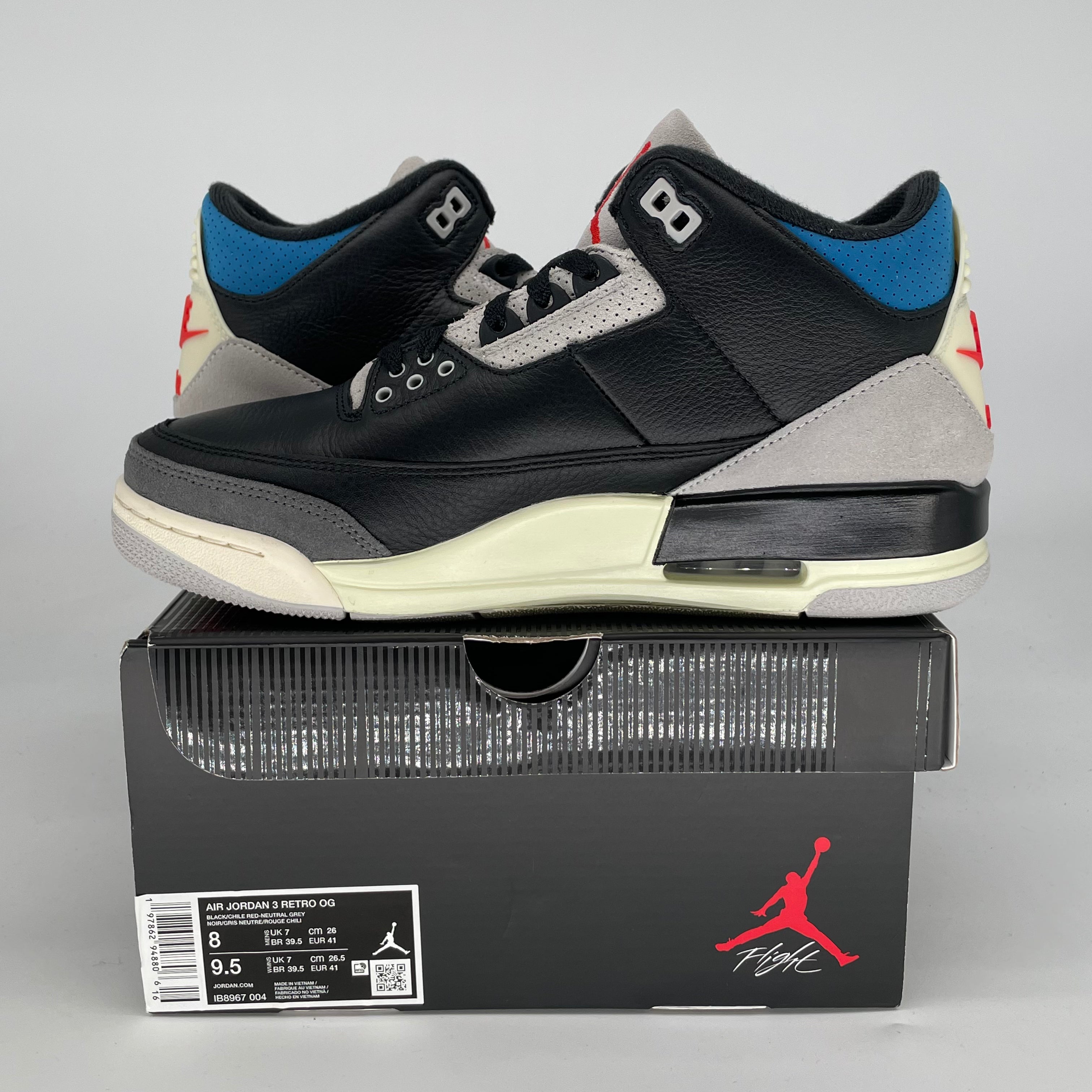 AIR JORDAN 3 RARE AIR IB8967-004 SIZE 8/9.5W