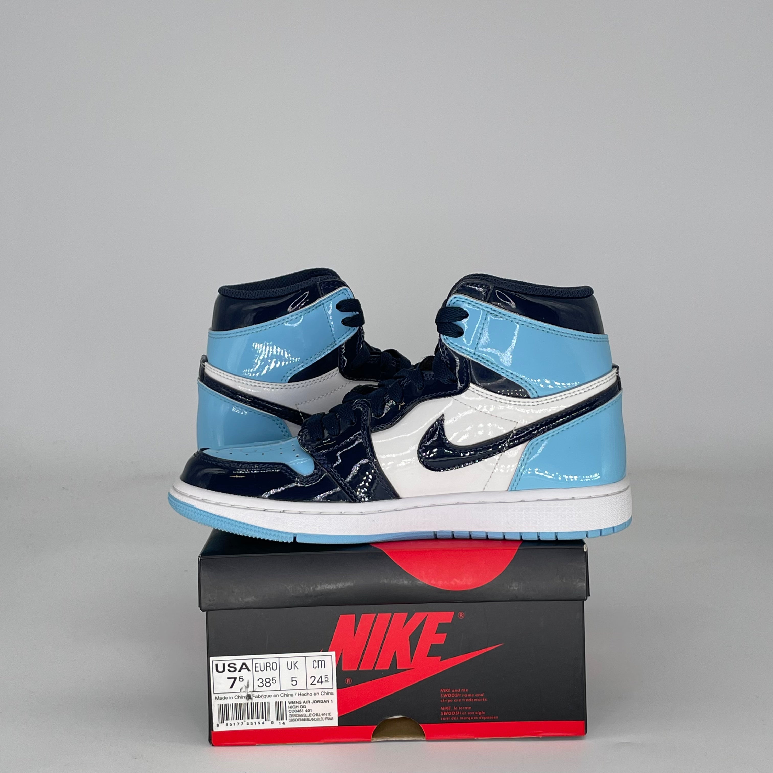 AIR JORDAN 1 UNC PATENT W CD0461-401 SIZE 6/7.5W