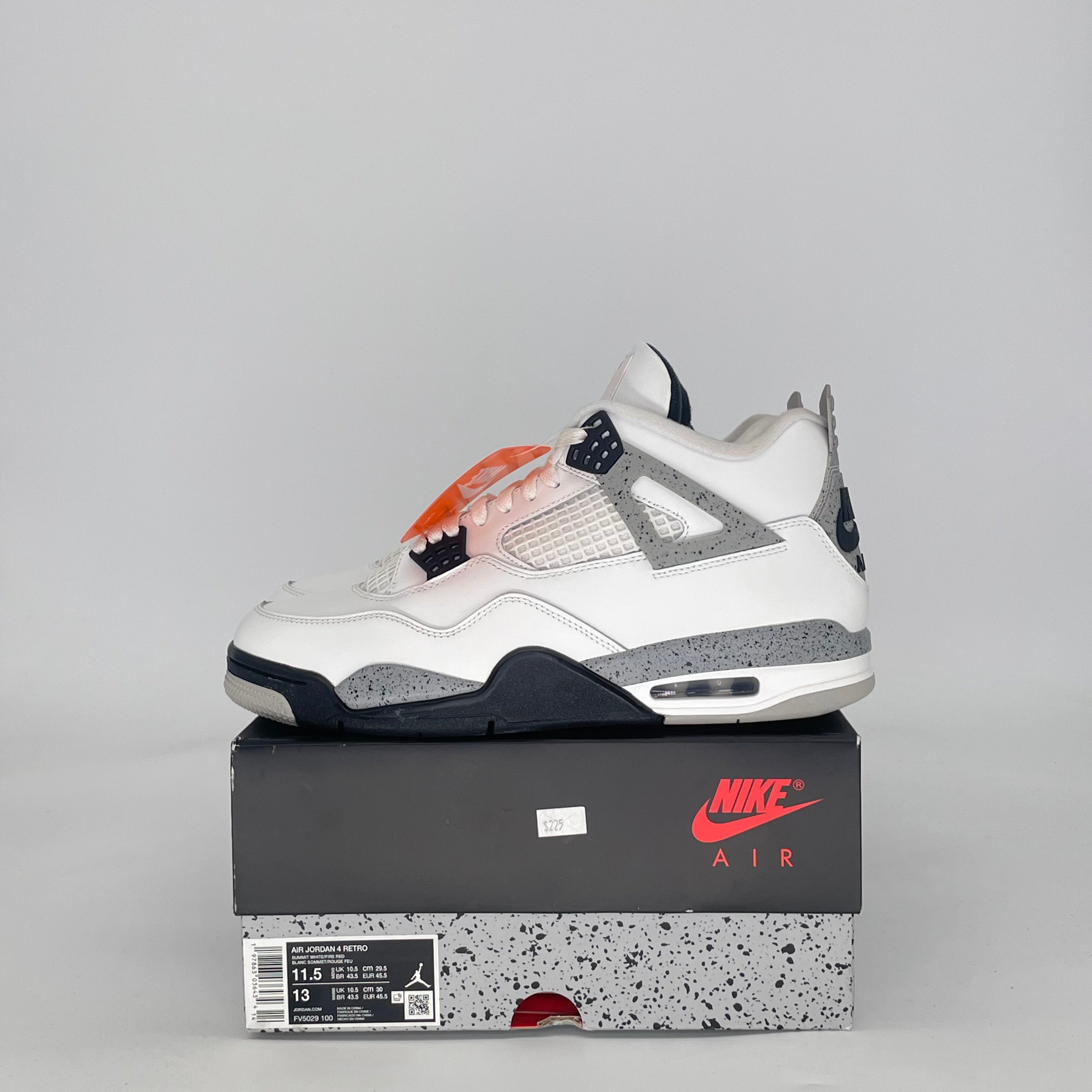 AIR JORDAN 4 WHITE CEMENT FV5029-100 SIZE 11.5/13W