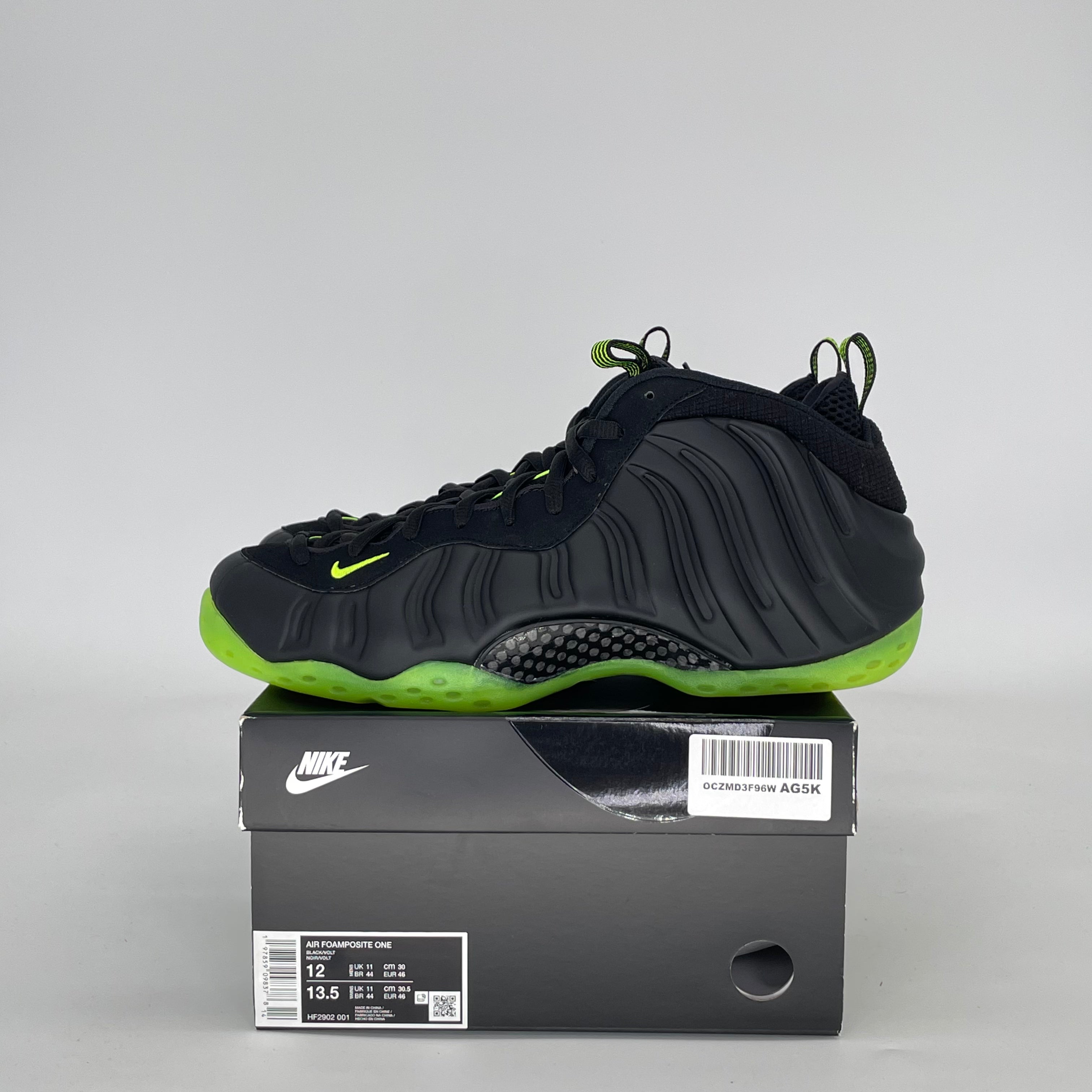 NIKE AIR FOAMPOSITE ONE BLACK VOLT HF2902-001 SIZE 12/13.5W