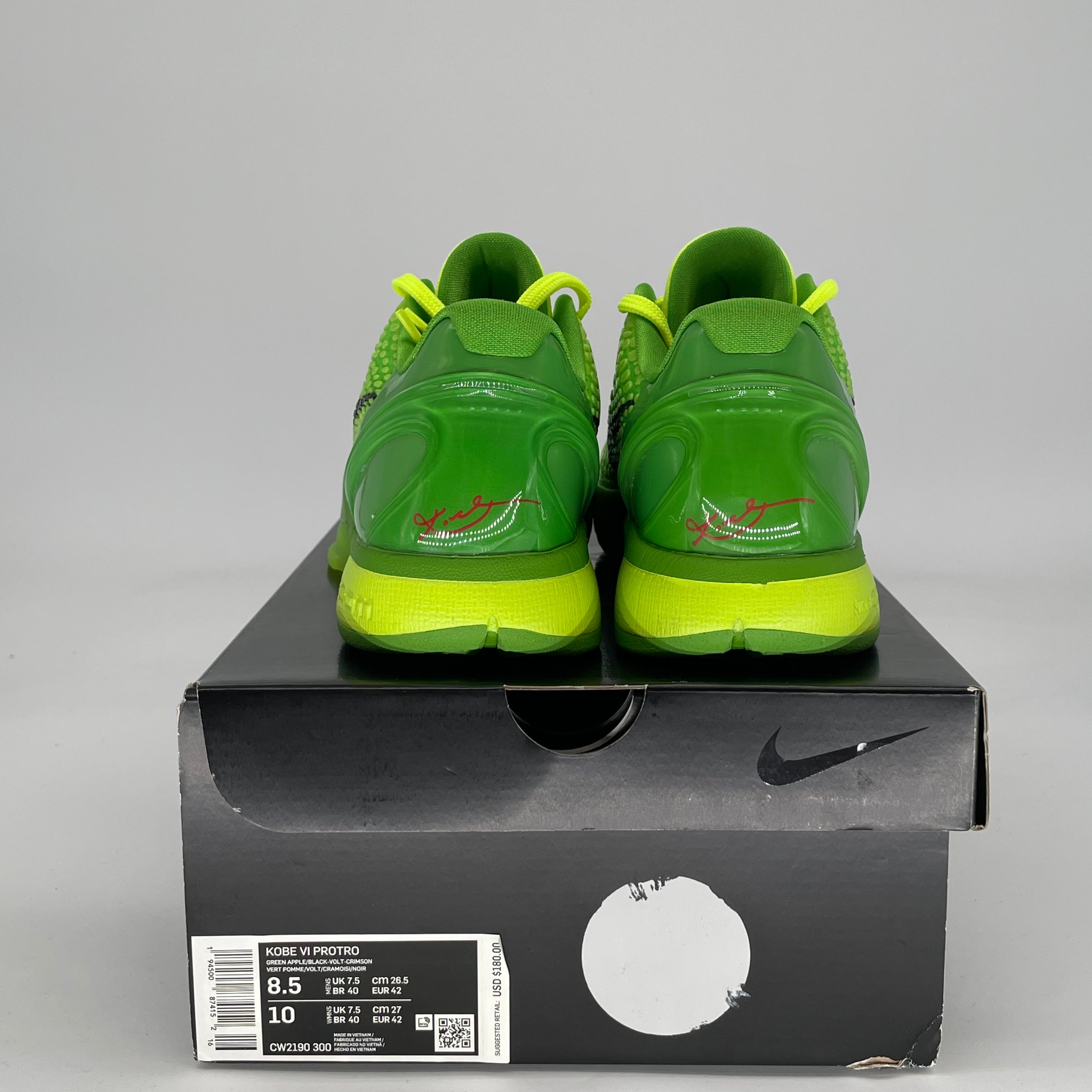 NIKE KOBE 6 PROTRO GRINCH CW2190-300 SIZE 8.5/10W