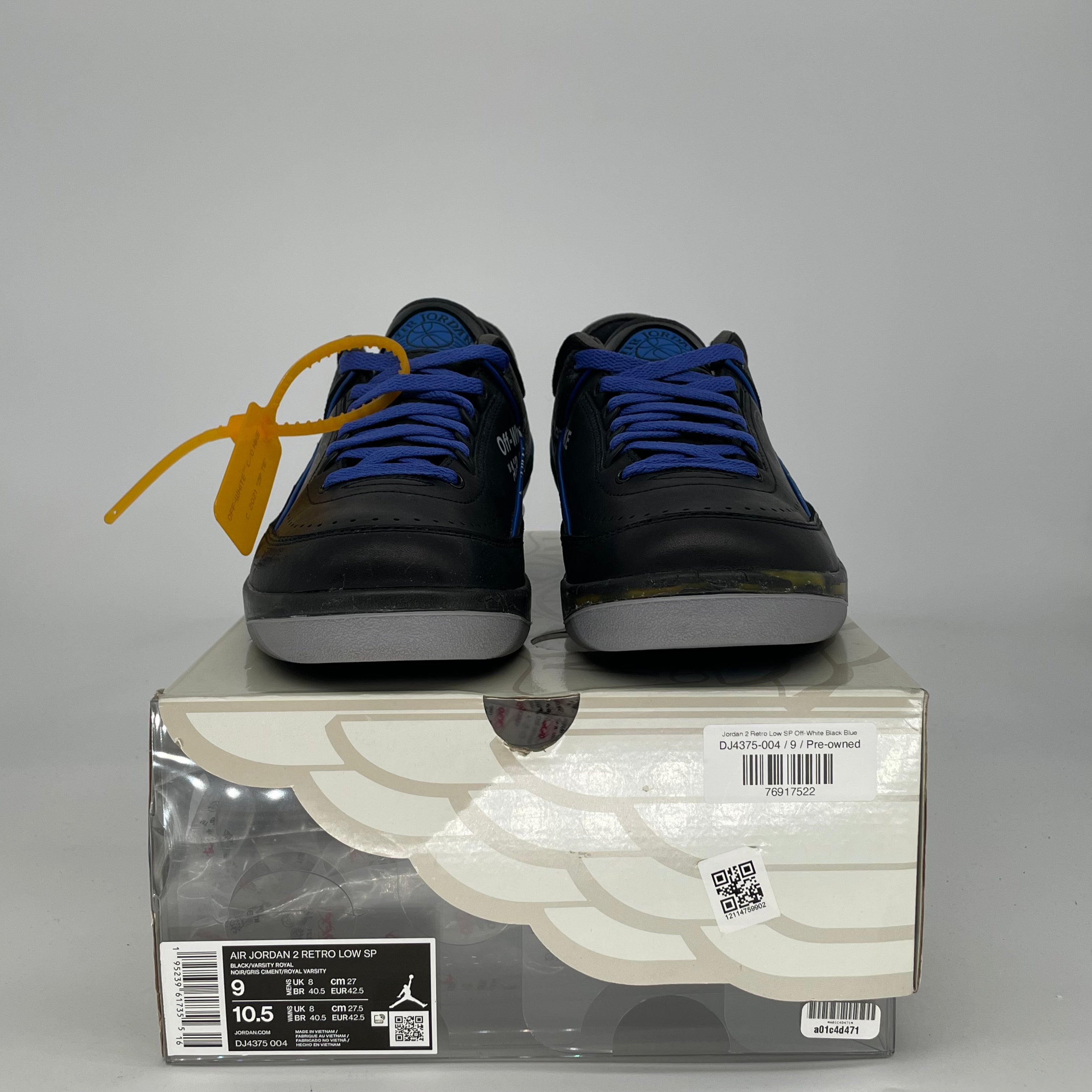 OFF WHITE X AIR JORDAN 2 LOW BLACK BLUE DJ4375-004 SIZE 9/10.5W