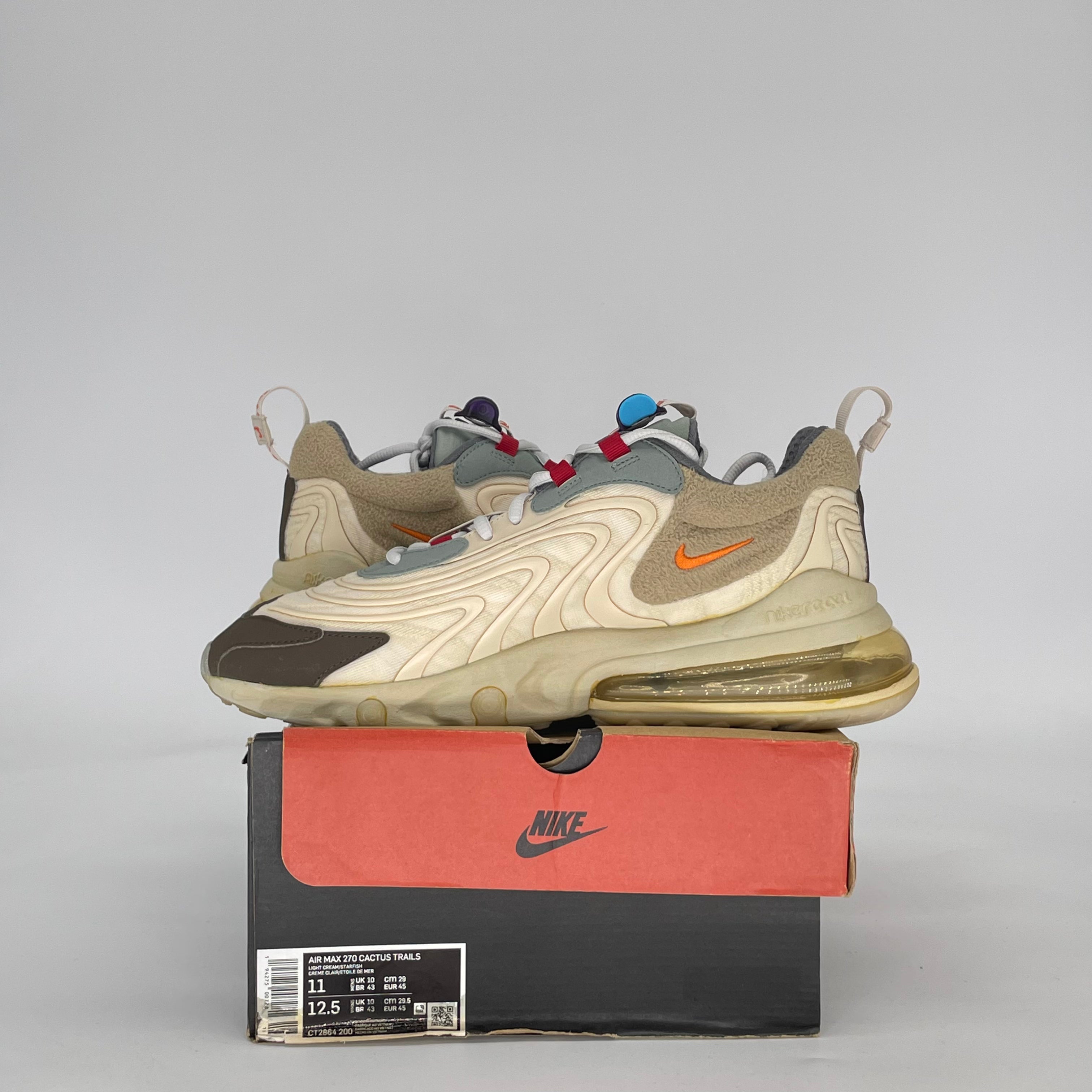NIKE AIR MAX 270 REACT TRAVIS SCOTT CACTUS TRAILS CT2864-200 SIZE 11/12.5W