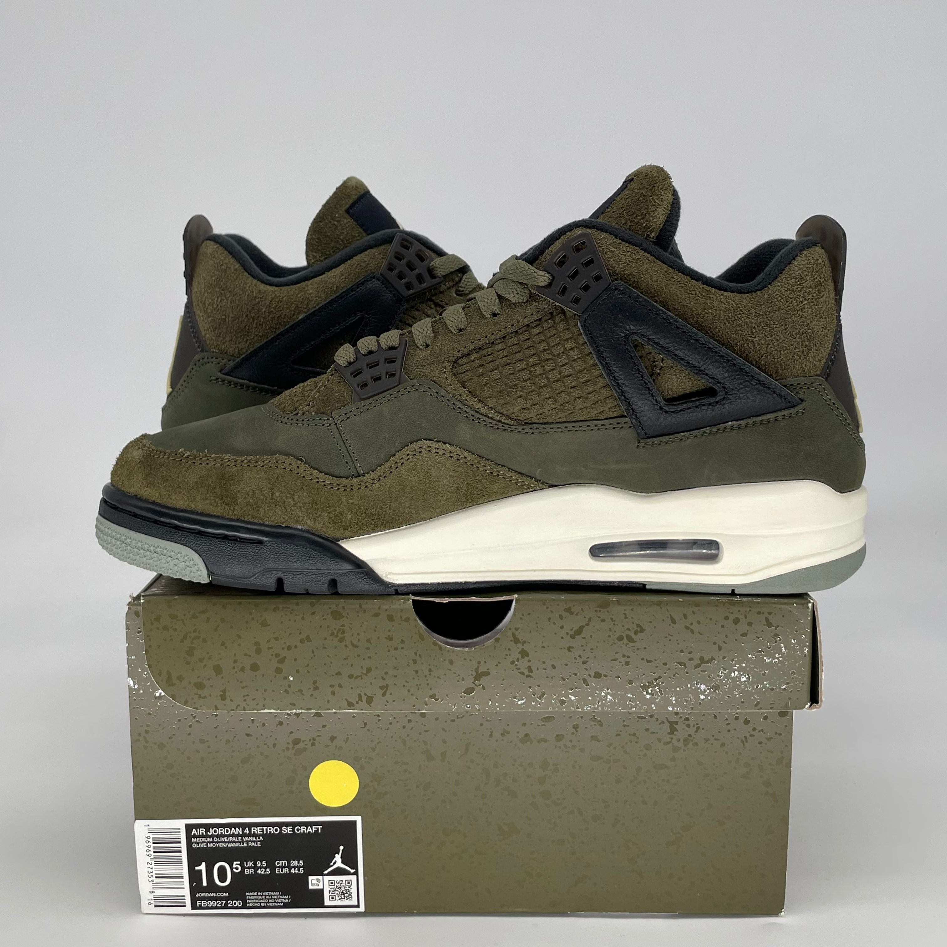 AIR JORDAN 4 CRAFT MEDIUM OLIVE FB9927-200 SIZE 10.5/12W