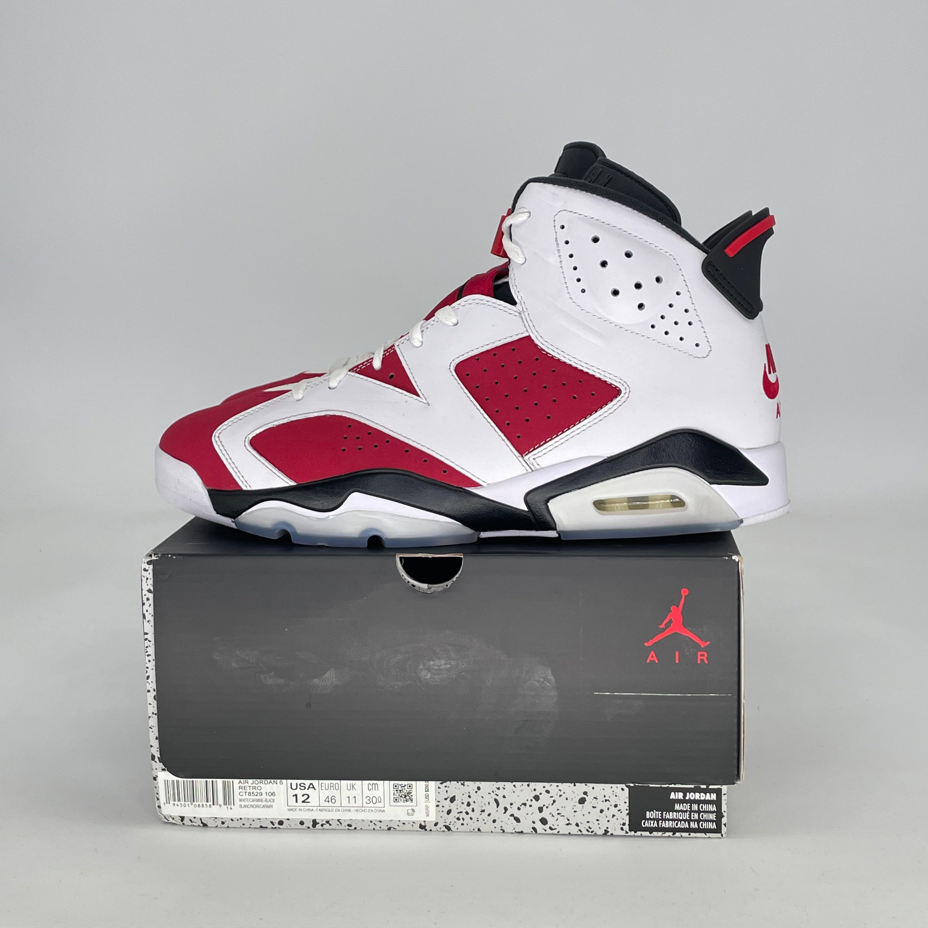 AIR JORDAN 6 CARMINE (2021) CT8529-106 SIZE 12/13.5W