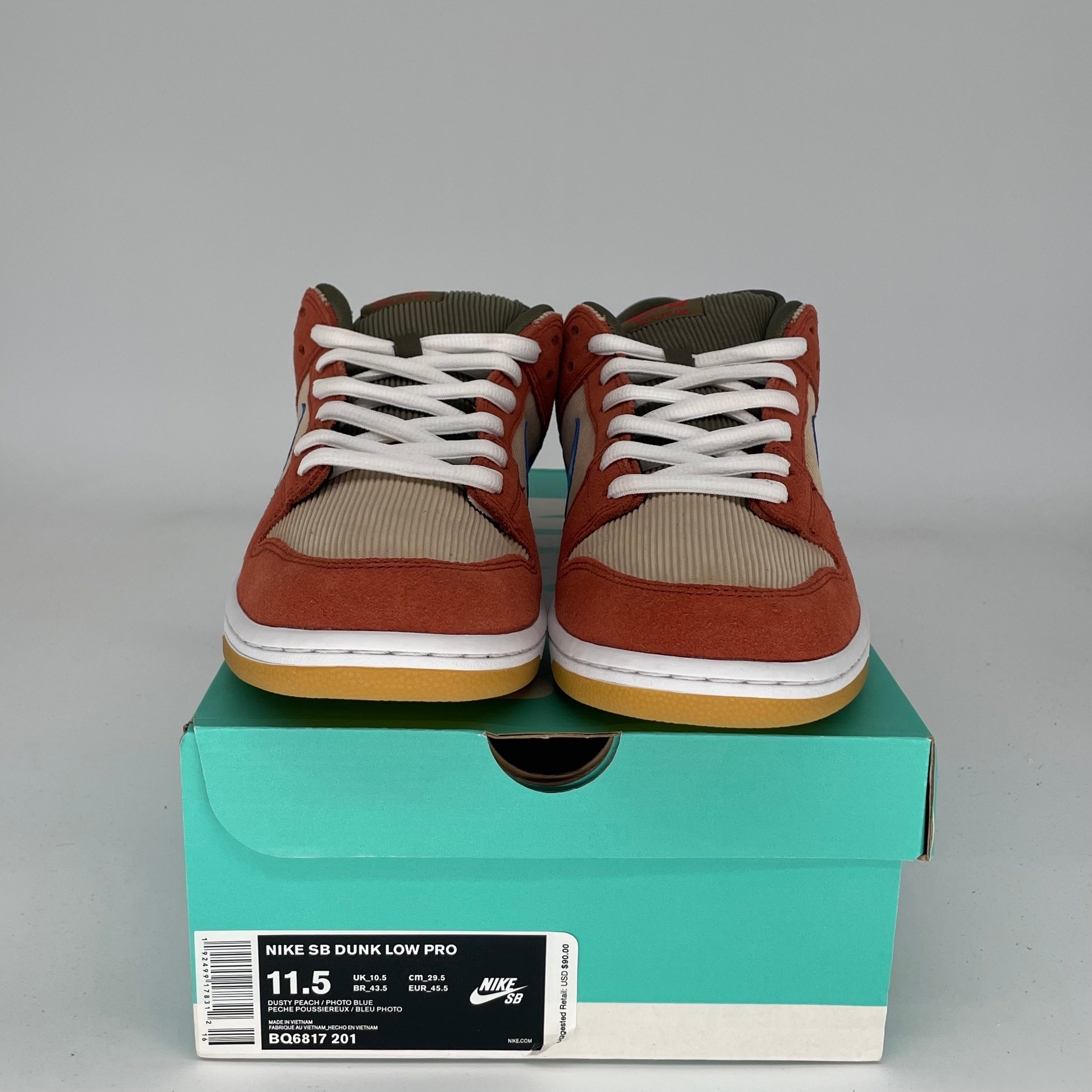 NIKE SB DUNK LOW CORDUROY DUSTY PEACH SIZE 11.5 BQ6817-201