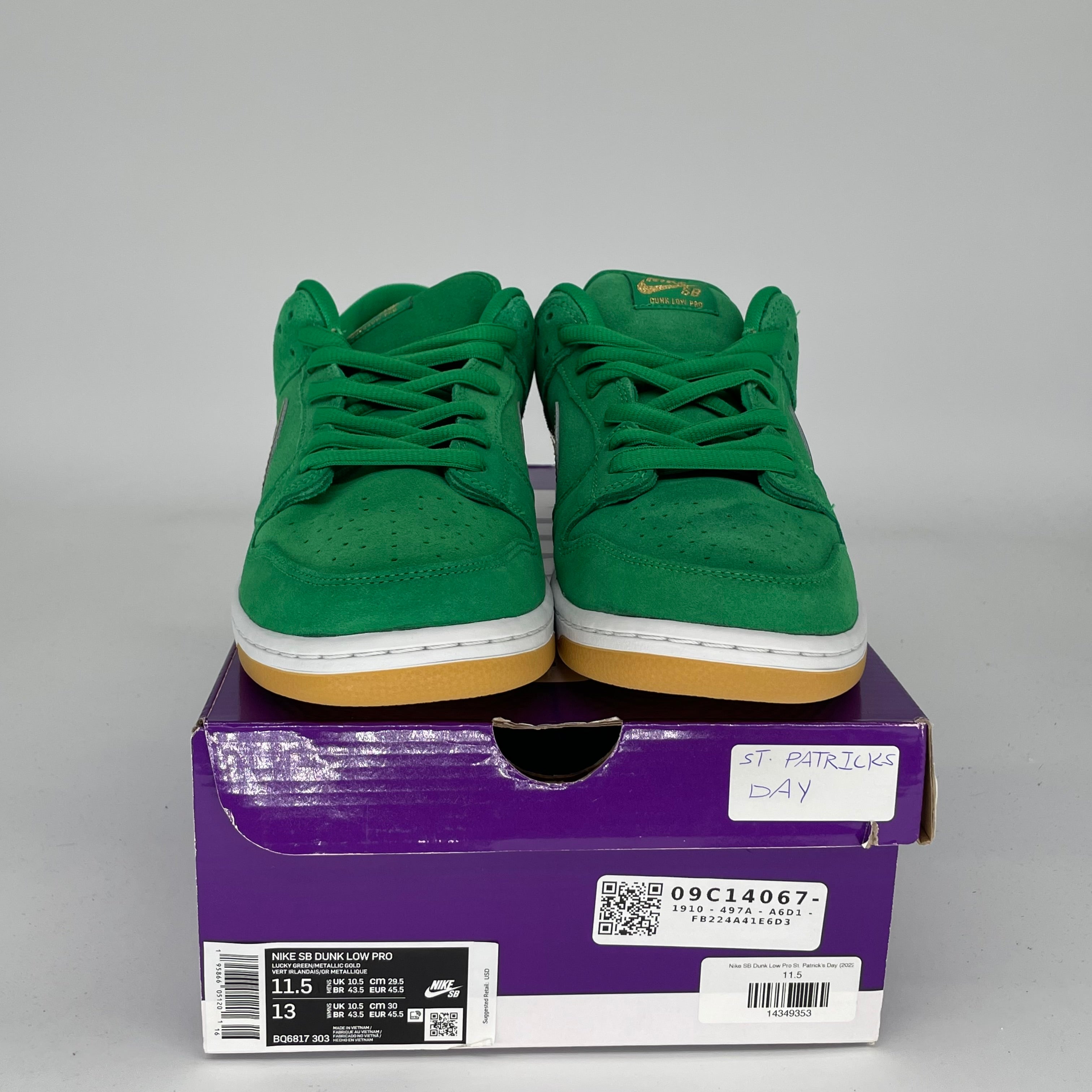 NIKE SB DUNK LOW ST PATRICKS DAY SIZE 11.5 BQ6817-303