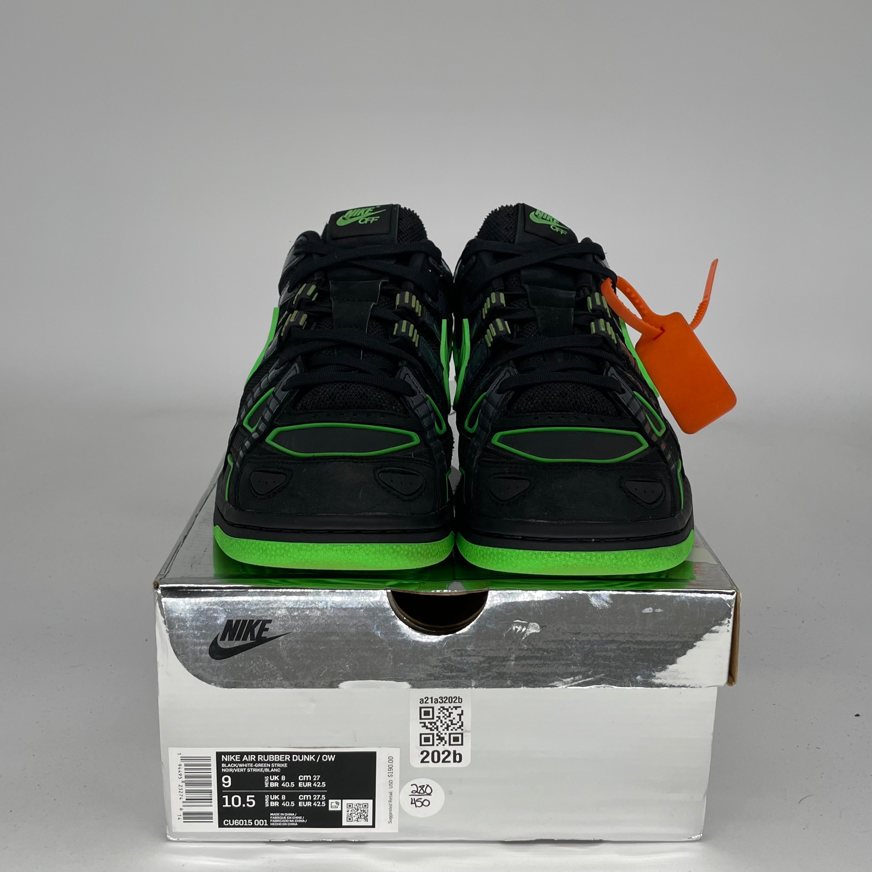 NIKE AIR RUBBER DUNK OFF WHITE GREEN STRIKE SIZE 9 CU6015-001