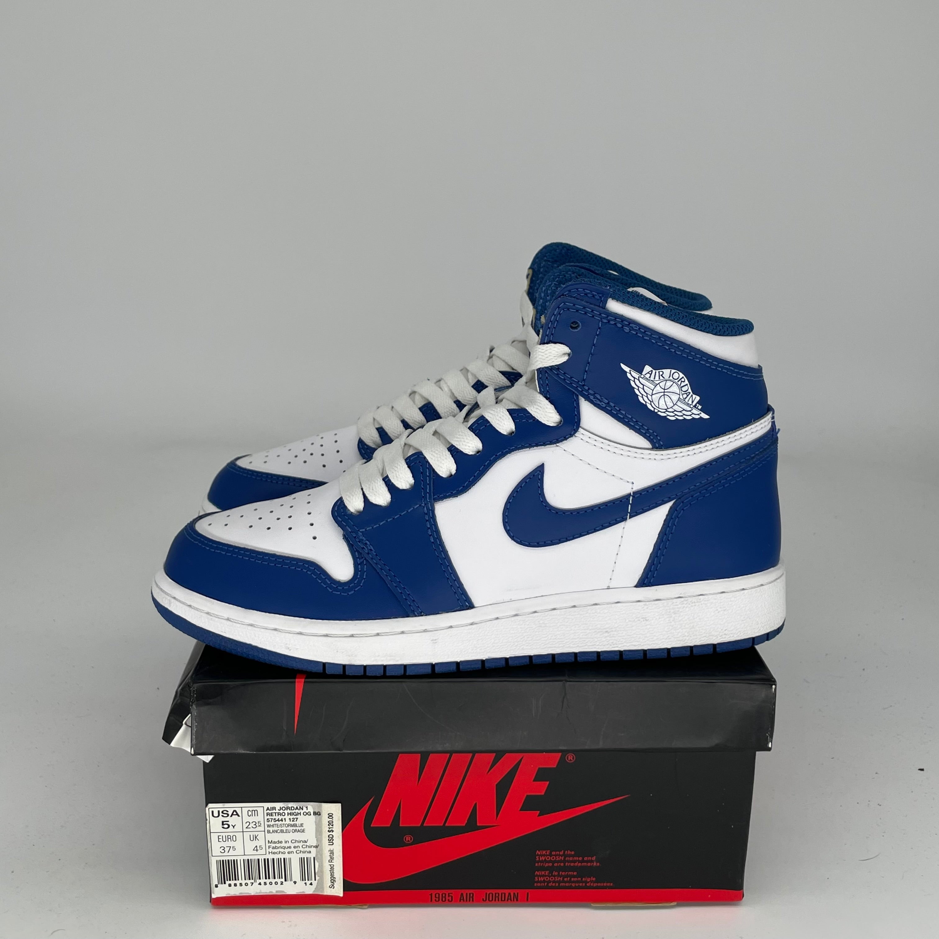AIR JORDAN 1 STORM BLUE SIZE 5Y 575441-127