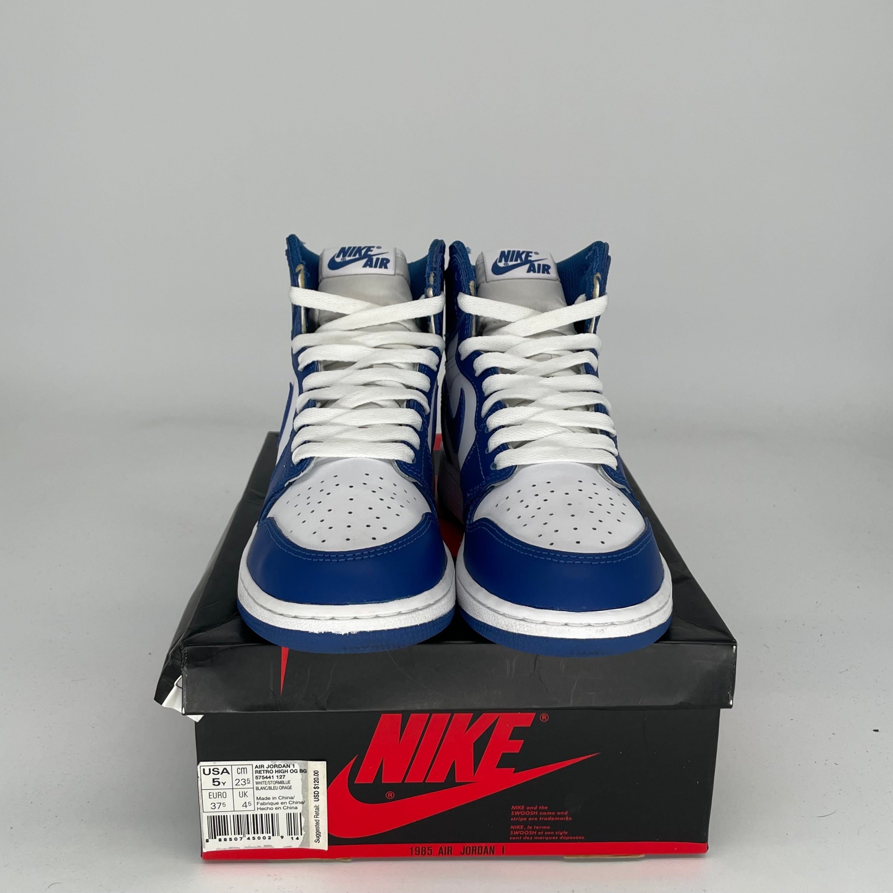 AIR JORDAN 1 STORM BLUE SIZE 5Y 575441-127