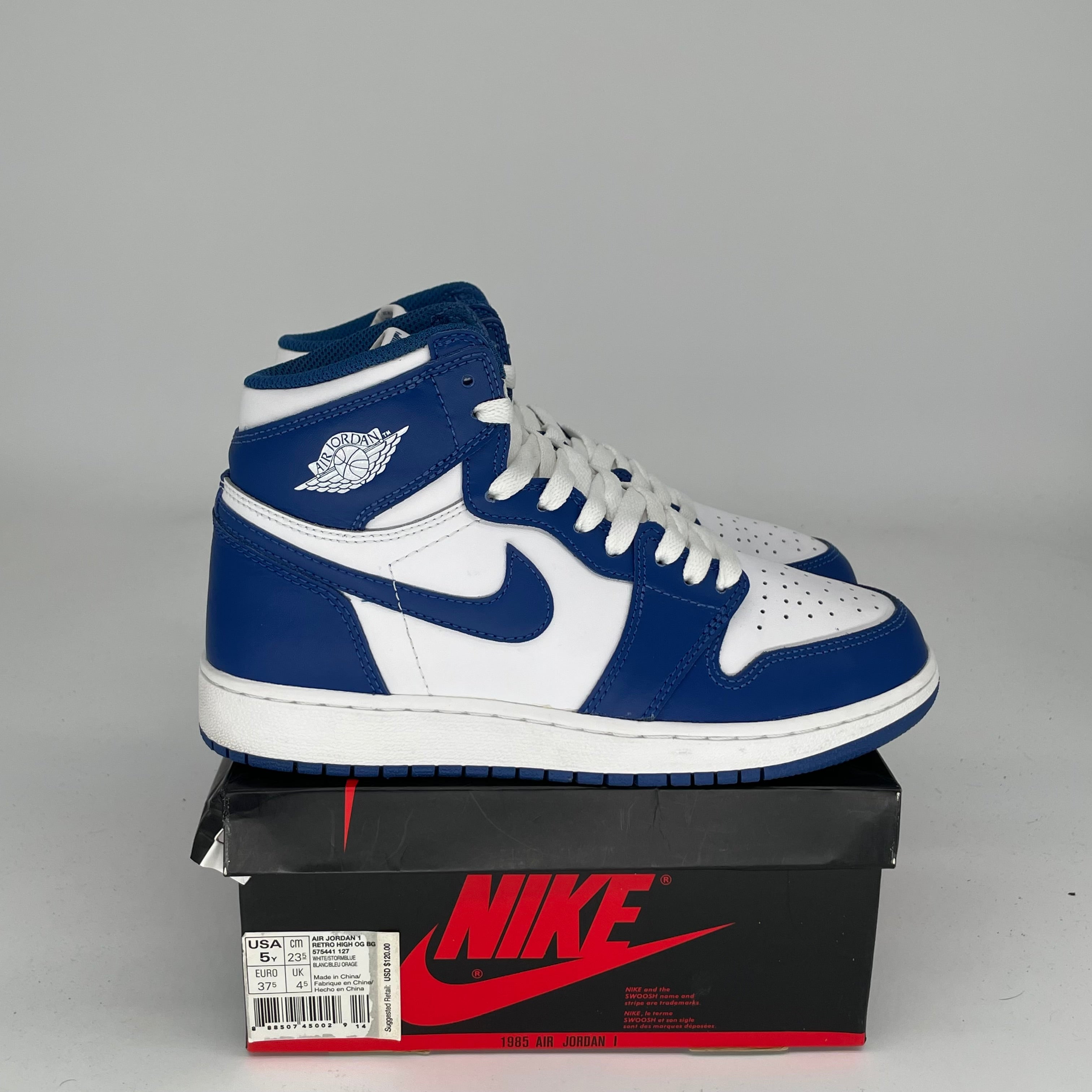 AIR JORDAN 1 STORM BLUE SIZE 5Y 575441-127
