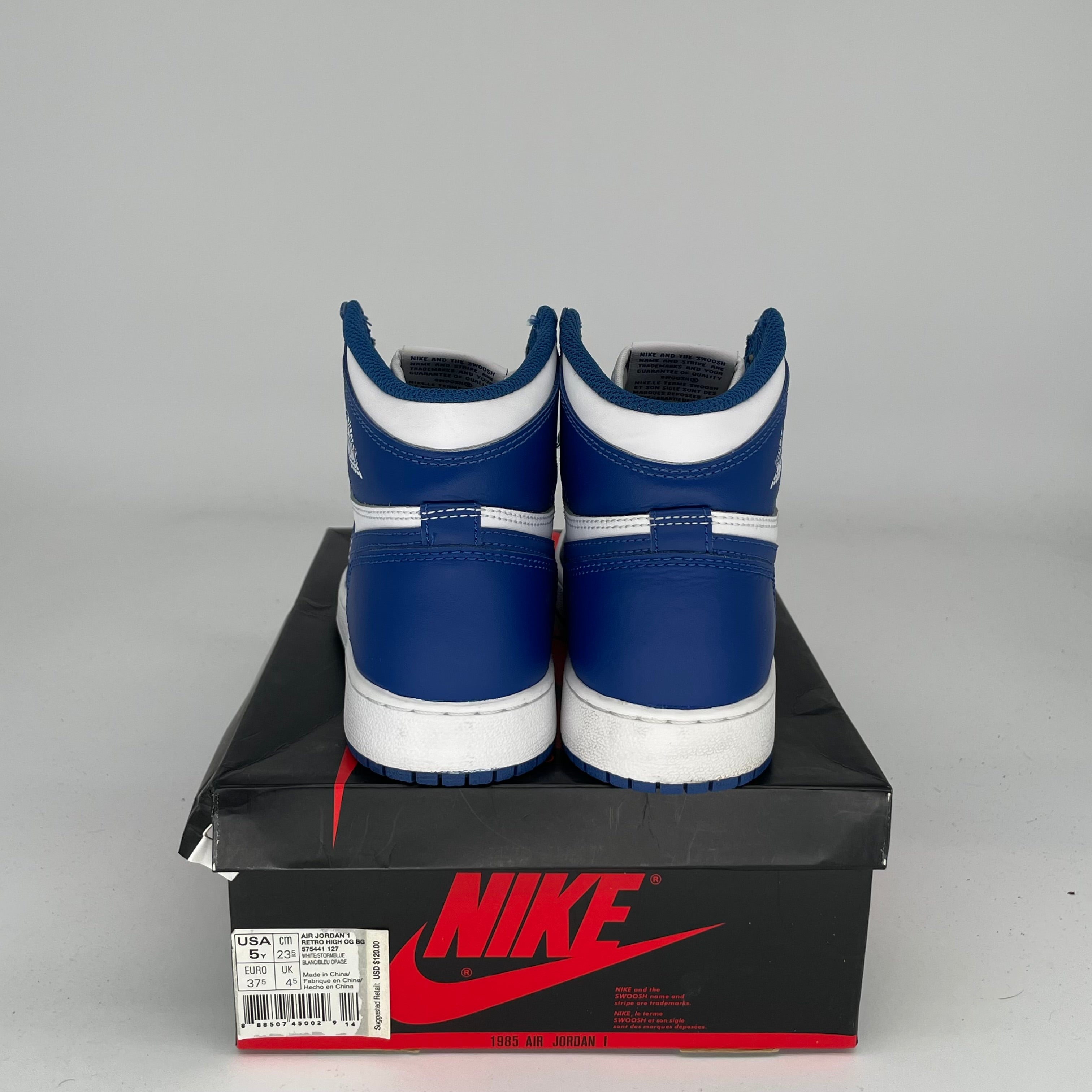 AIR JORDAN 1 STORM BLUE SIZE 5Y 575441-127