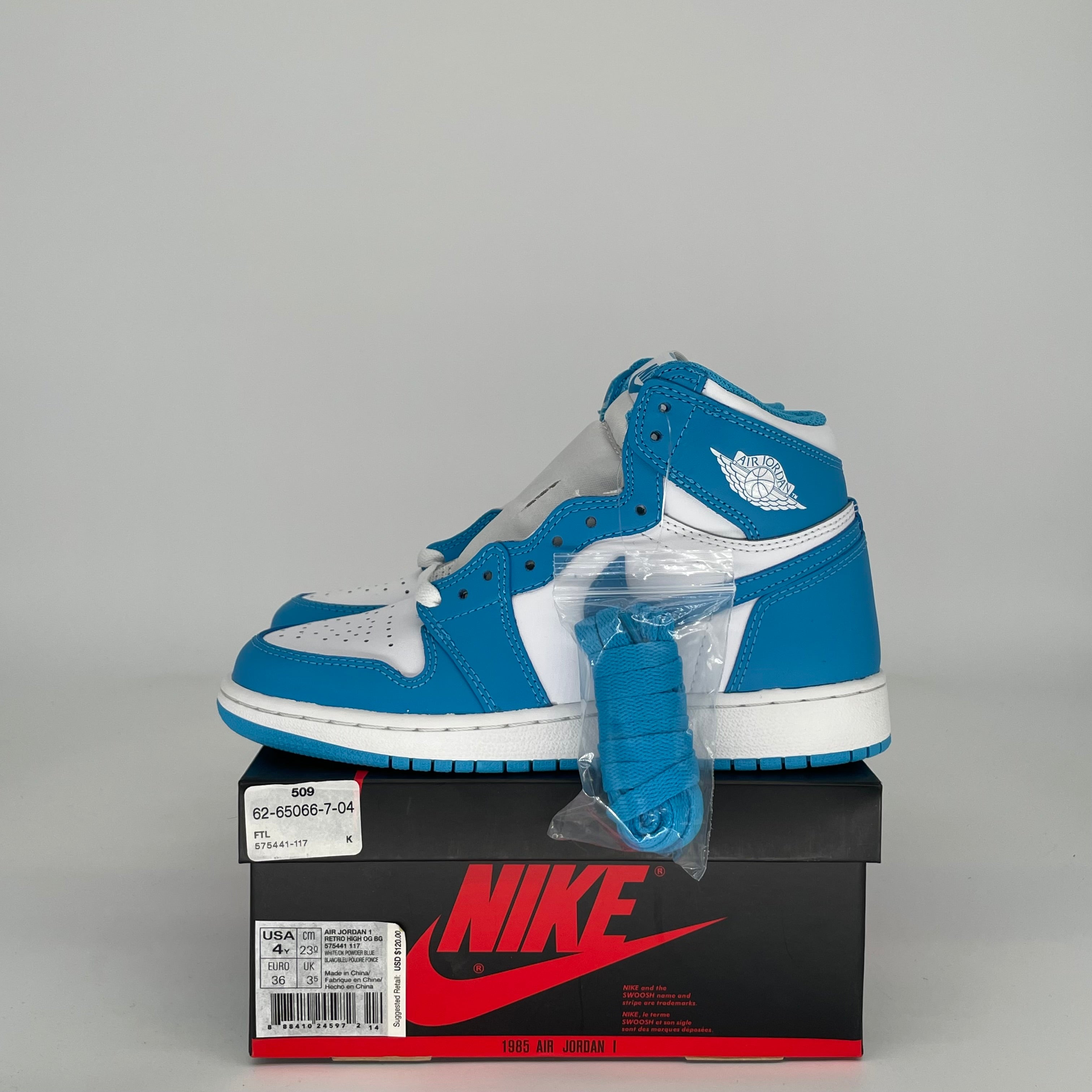 AIR JORDAN 1 UNC SIZE 4Y 575441-117