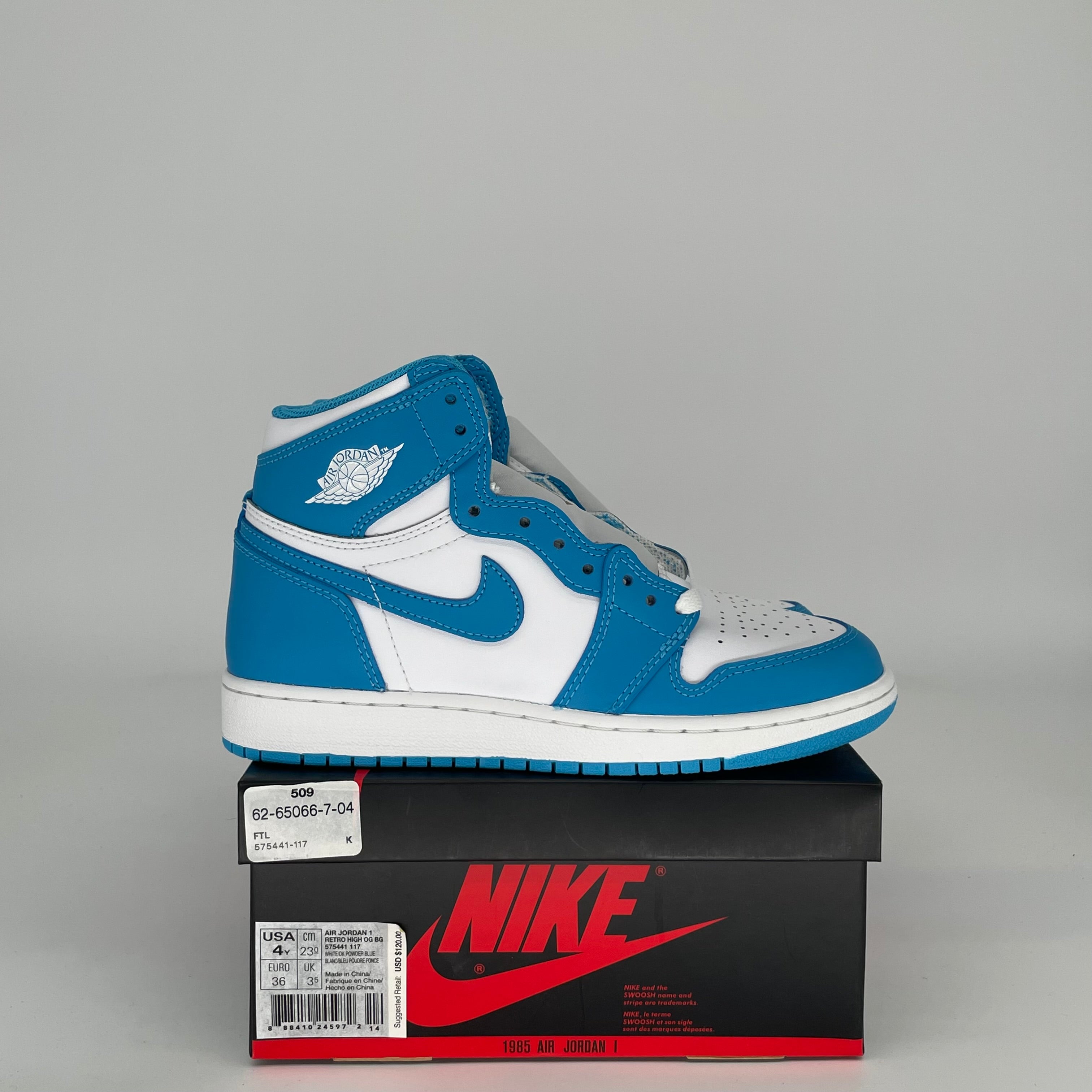 AIR JORDAN 1 UNC SIZE 4Y 575441-117