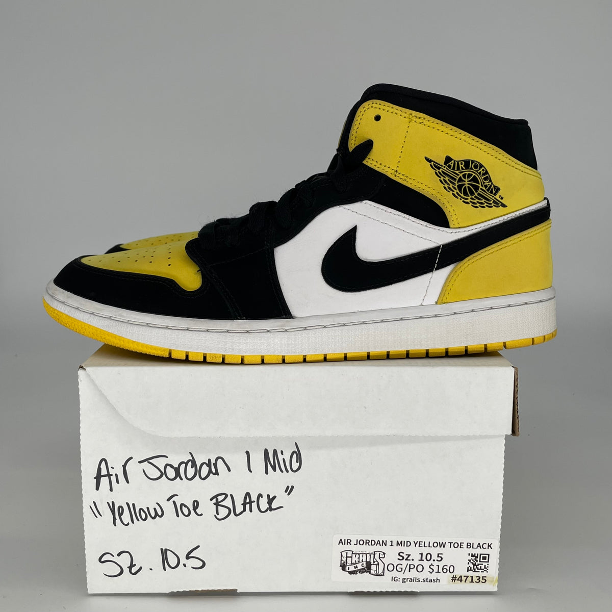 Air Jordan 1 Mid Yellow Toe Black Size 10.5/12W - Iconic  display picture 1