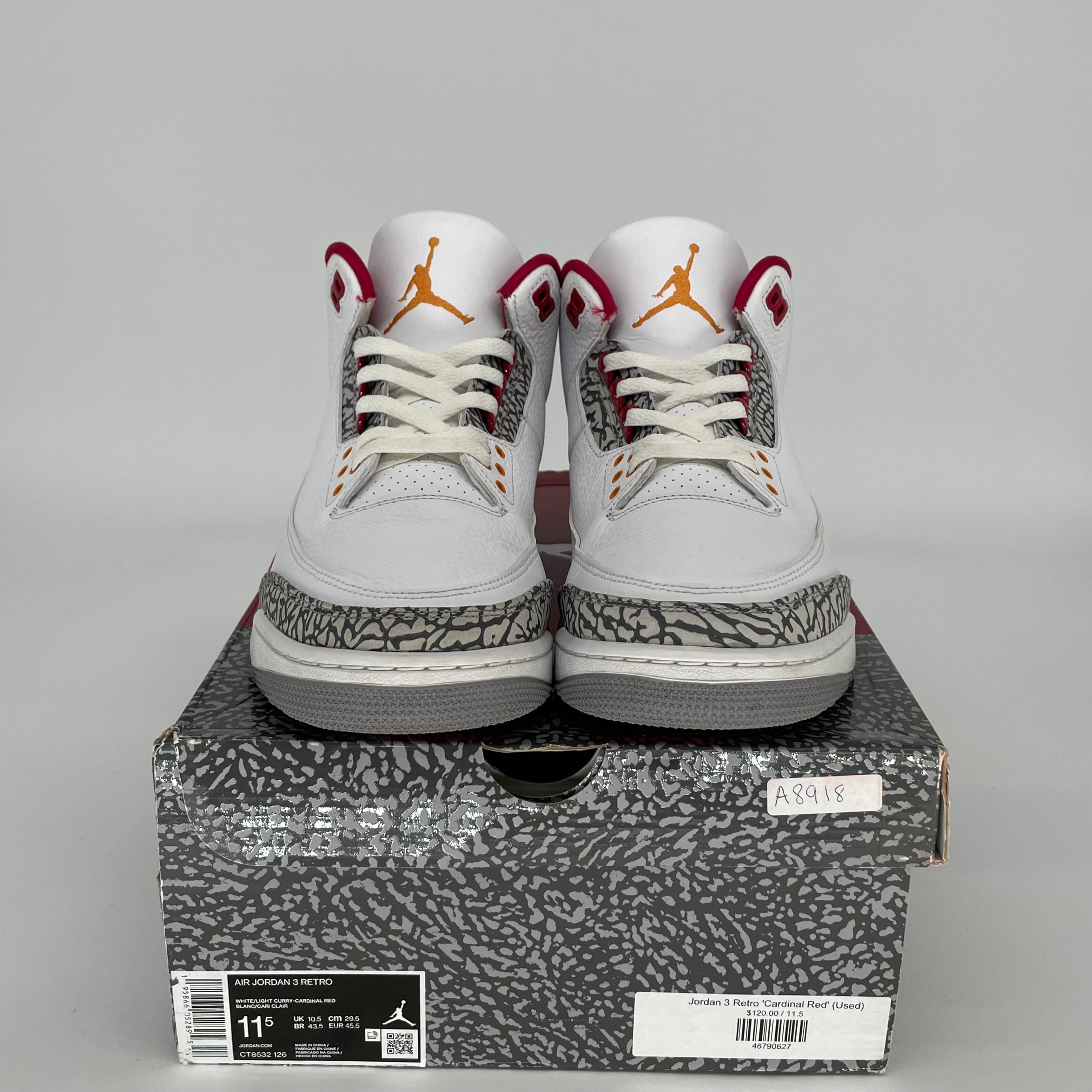 AIR JORDAN 3 CARDINAL SIZE 11.5 CT8532-126
