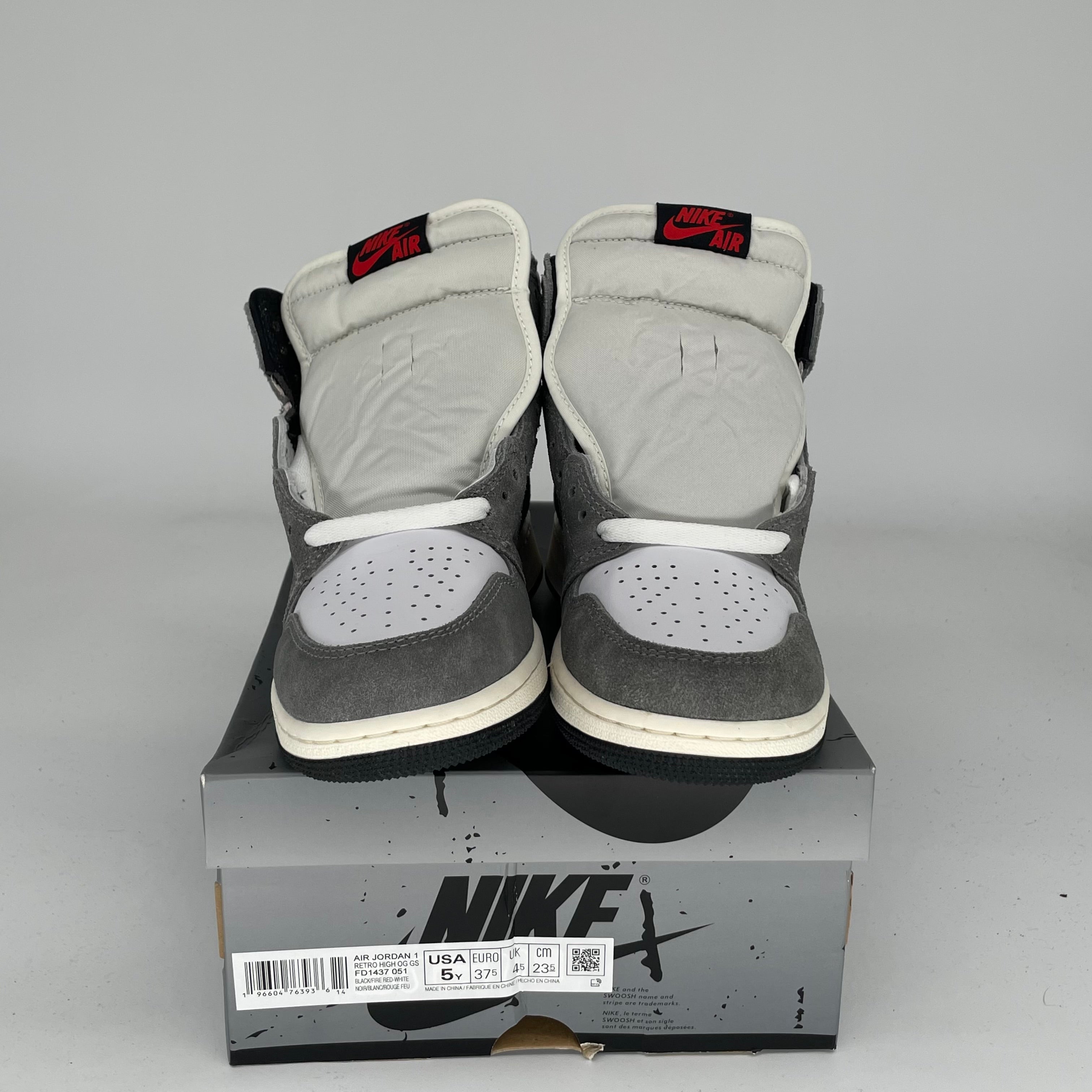 AIR JORDAN 1 WASHED BLACK SIZE 5Y FD1437-051
