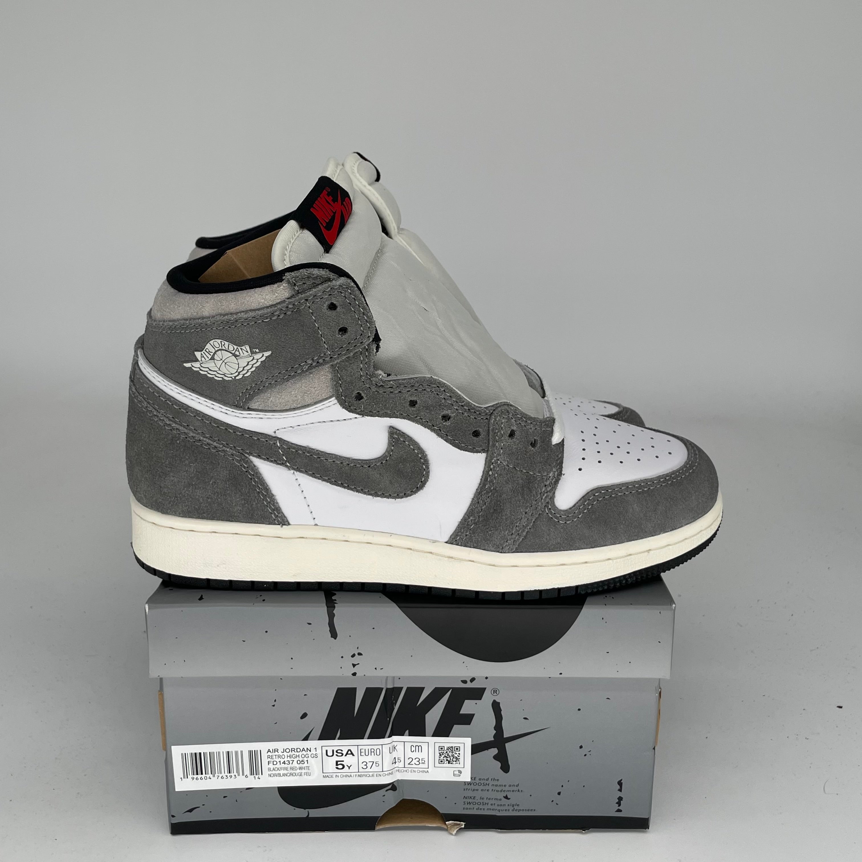 AIR JORDAN 1 WASHED BLACK SIZE 5Y FD1437-051