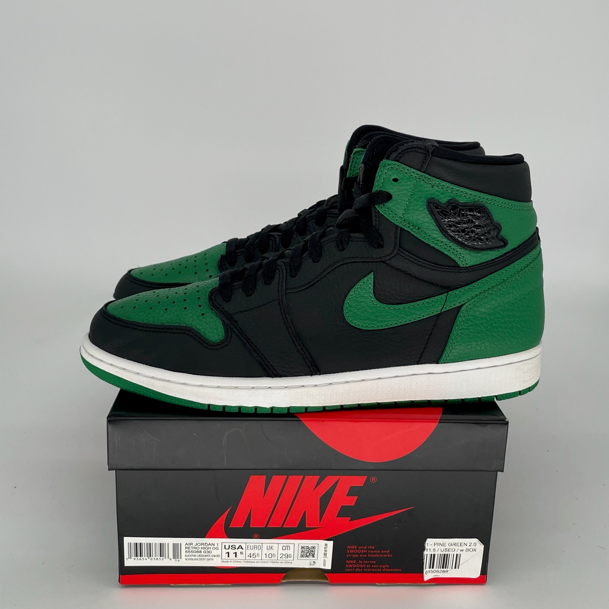 AIR JORDAN 1 PINE GREEN BLACK SIZE 11.5 555088-030