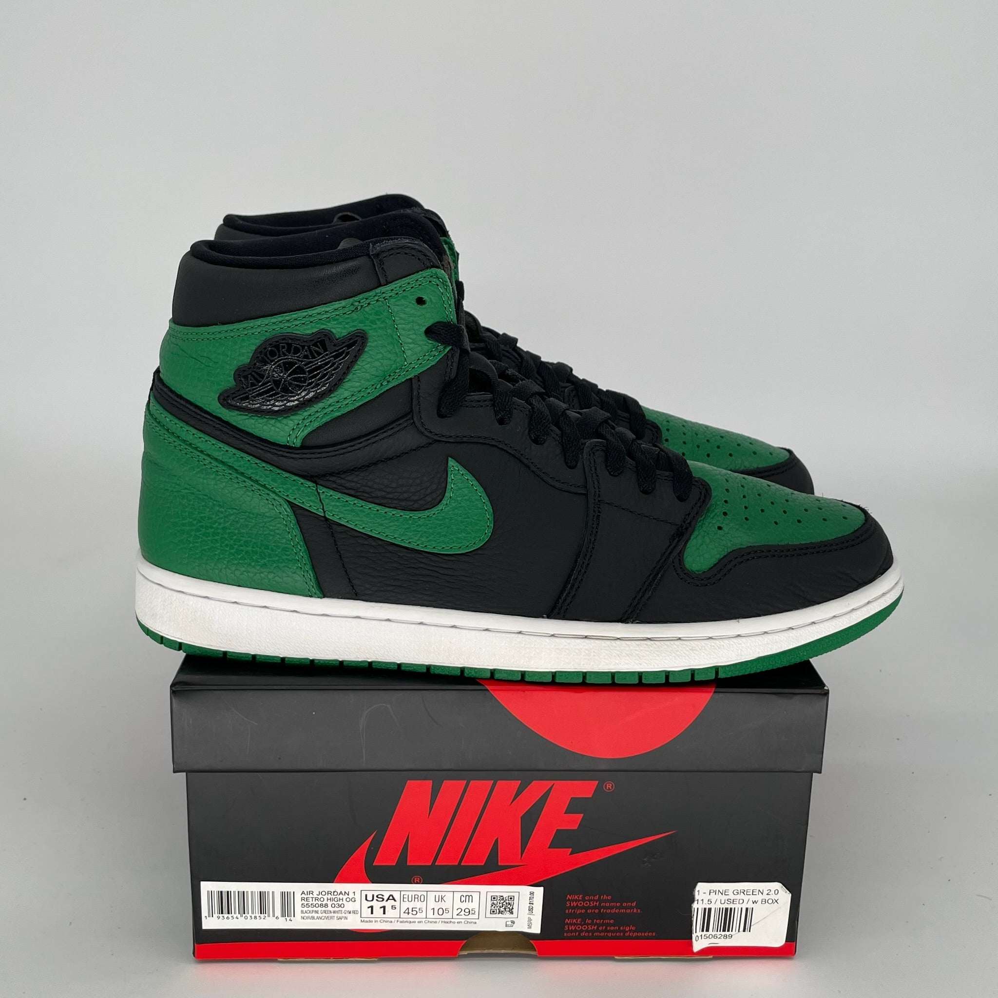 AIR JORDAN 1 PINE GREEN BLACK SIZE 11.5 555088-030