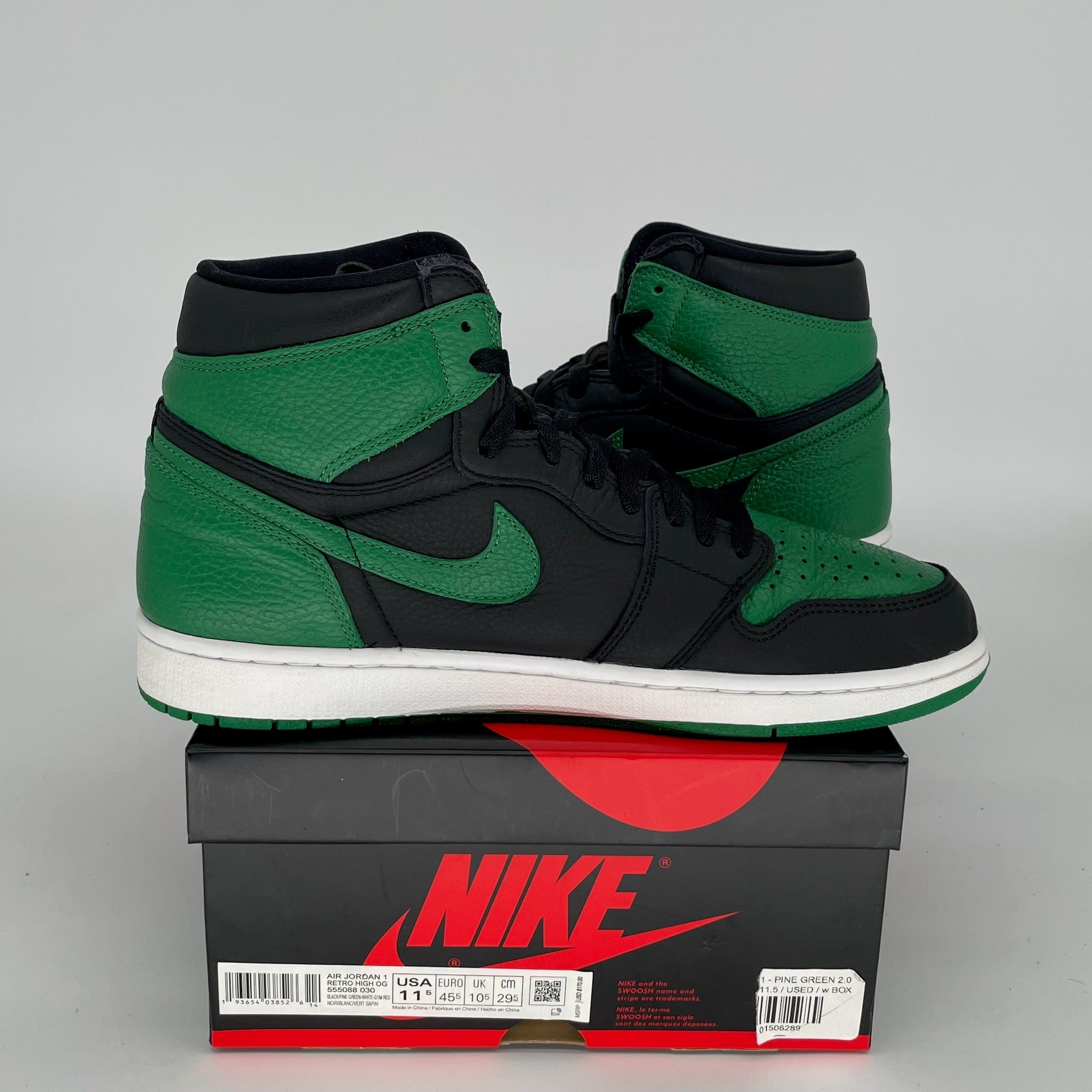 AIR JORDAN 1 PINE GREEN BLACK SIZE 11.5 555088-030