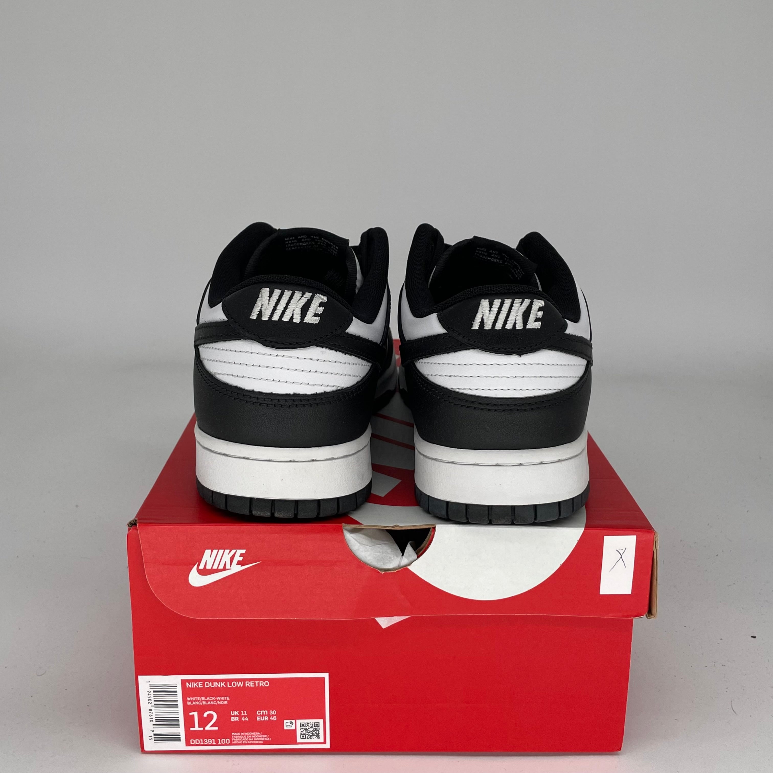 NIKE DUNK LOW PANDA SIZE 12 DD1391-100