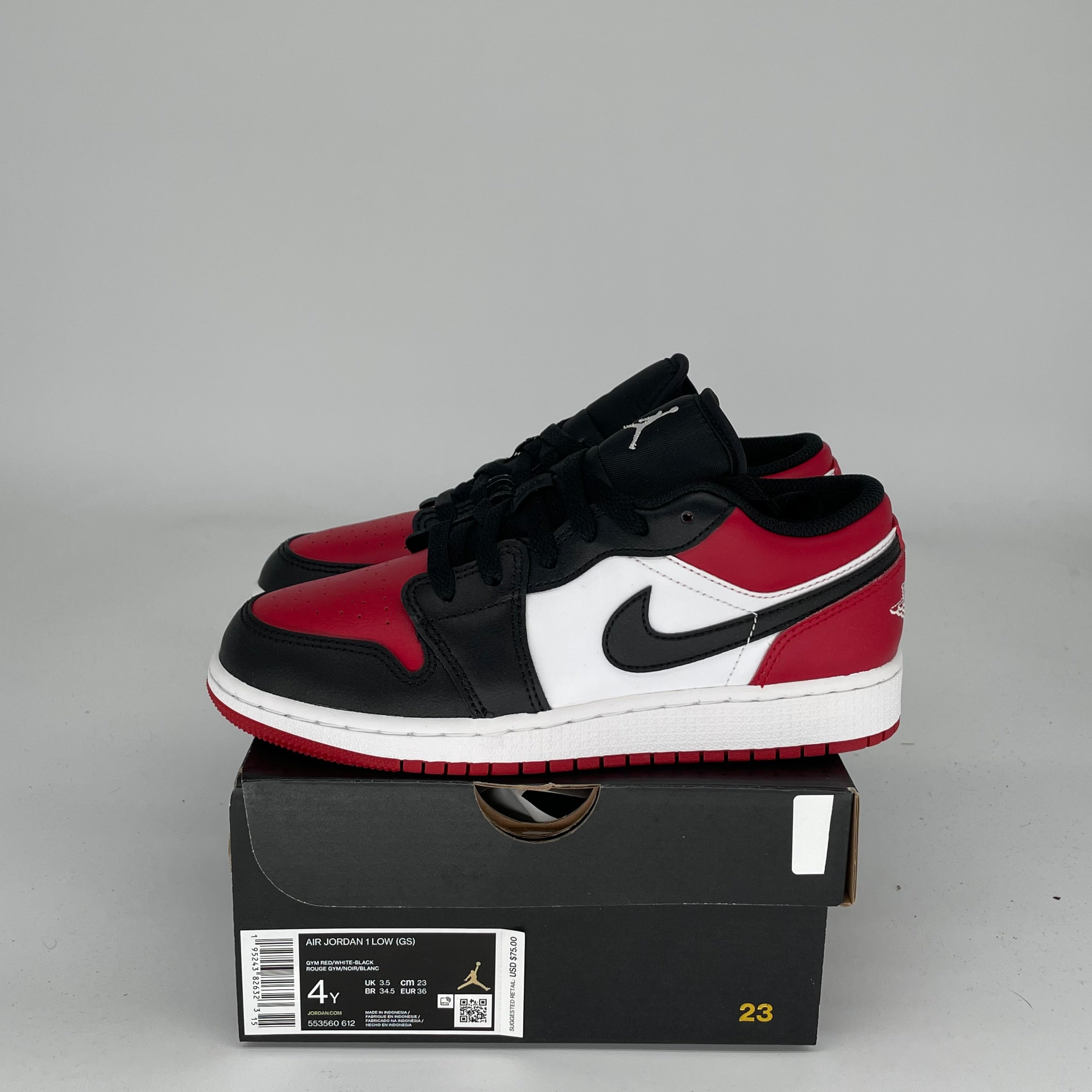 AIR JORDAN 1 BRED TOE SIZE 4Y 553560-612