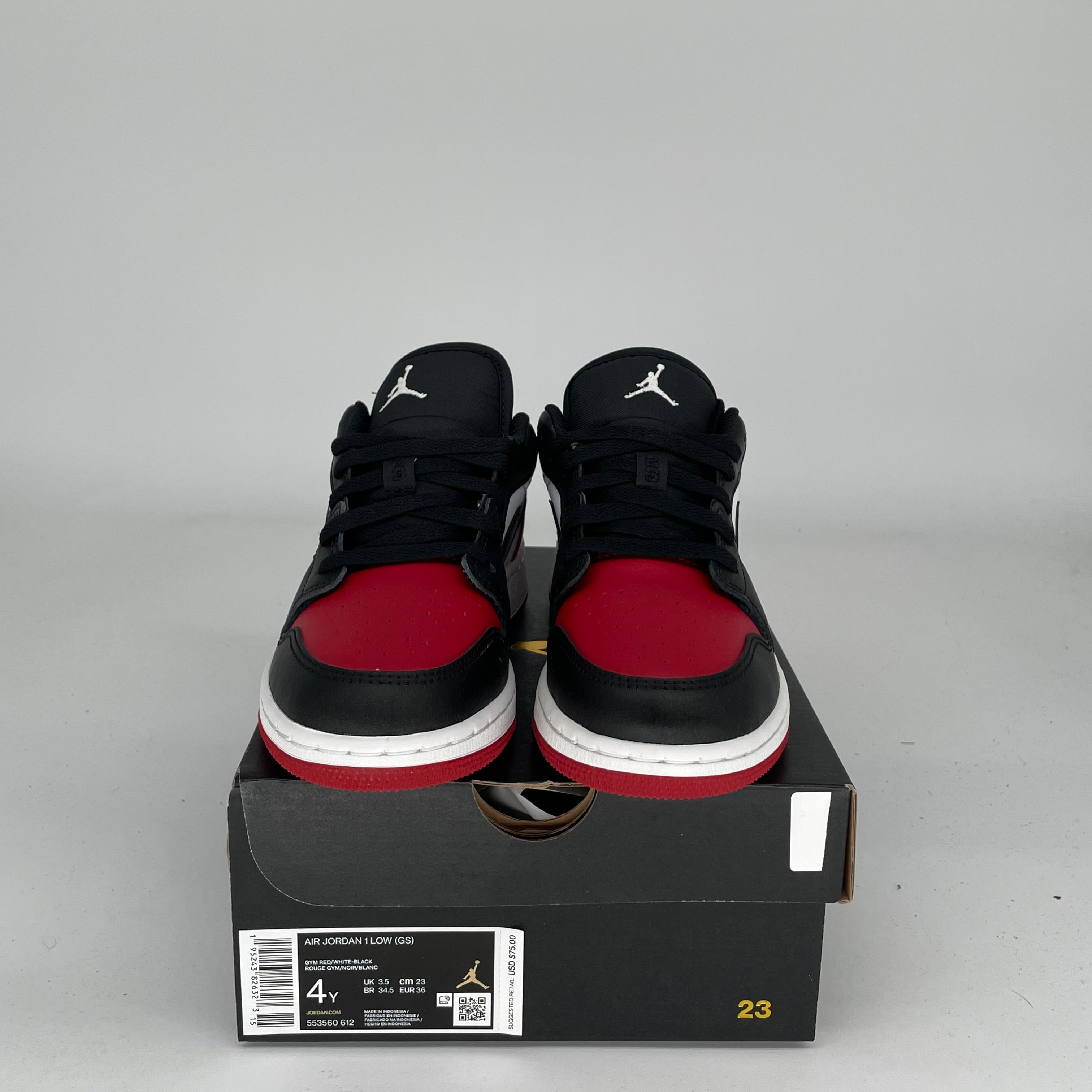 AIR JORDAN 1 BRED TOE SIZE 4Y 553560-612
