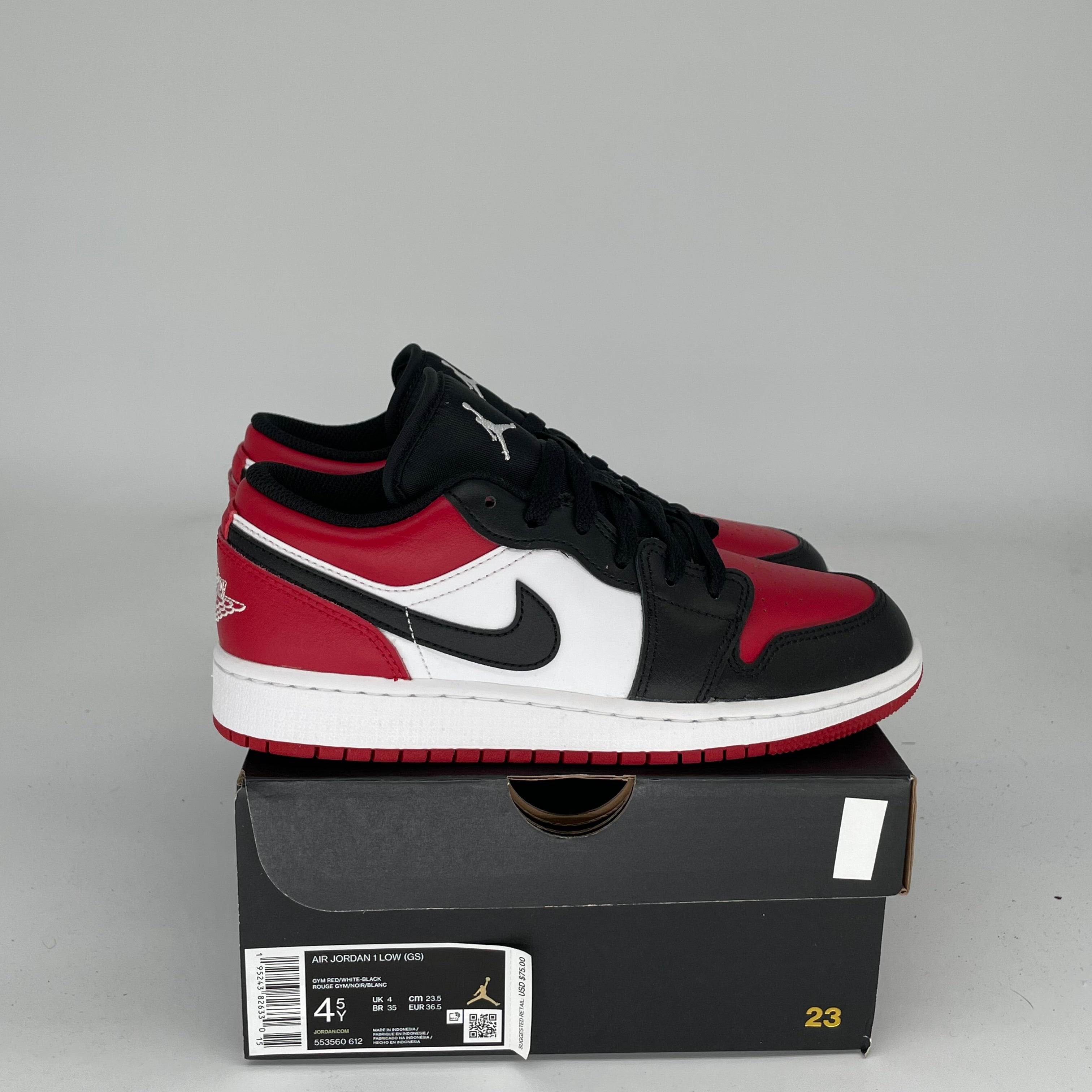 AIR JORDAN 1 BRED TOE SIZE 4.5Y 553560-612