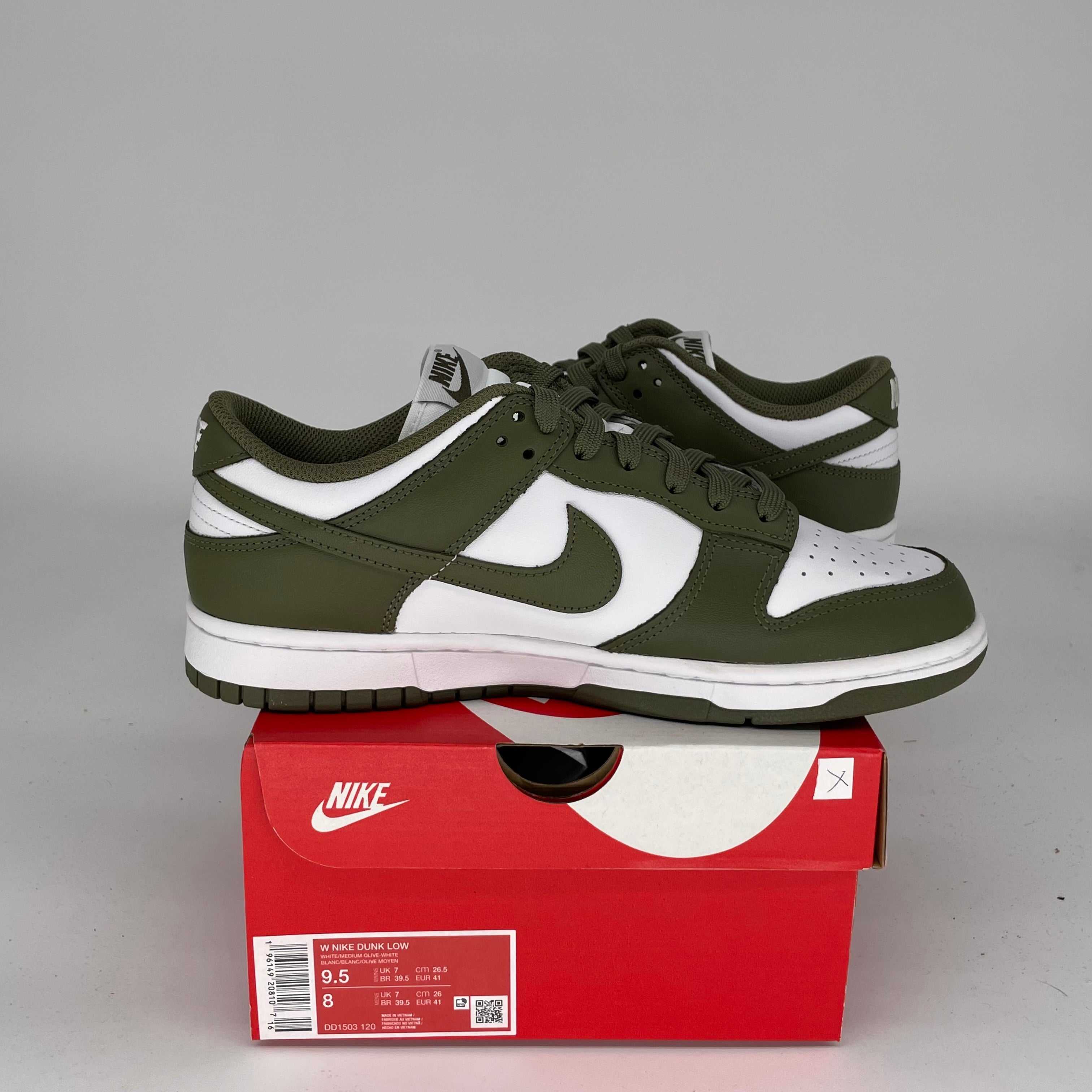 NIKE DUNK LOW MEDIUM OLIVE W SIZE 8/9.5W DD1503-120