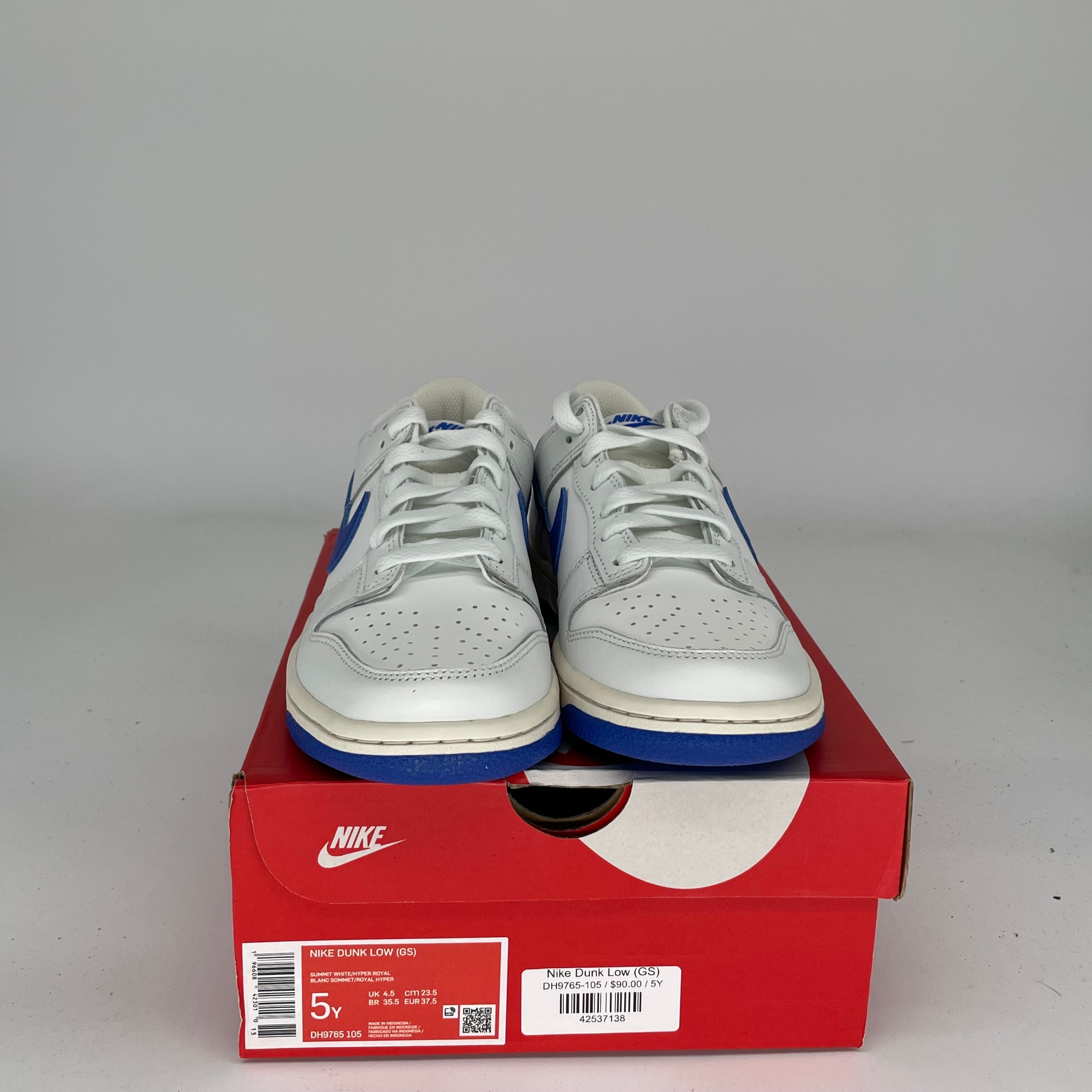 NIKE DUNK LOW SUMMIT WHITE HYPER ROYAL SIZE 5Y DH9765-105