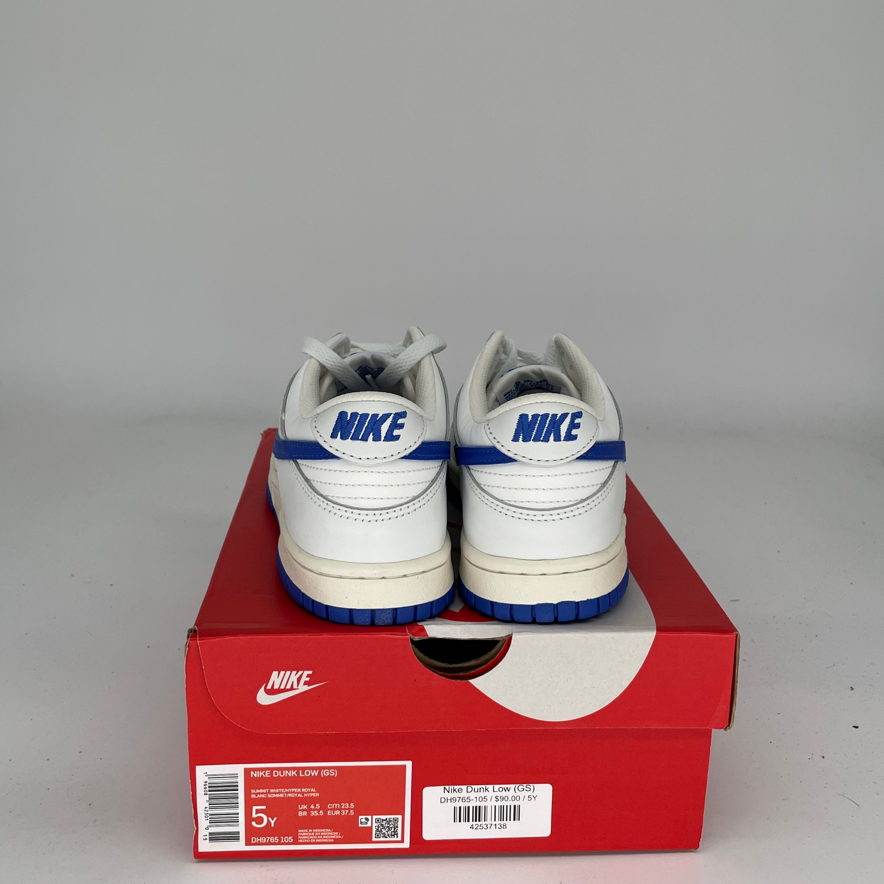 NIKE DUNK LOW SUMMIT WHITE HYPER ROYAL SIZE 5Y DH9765-105