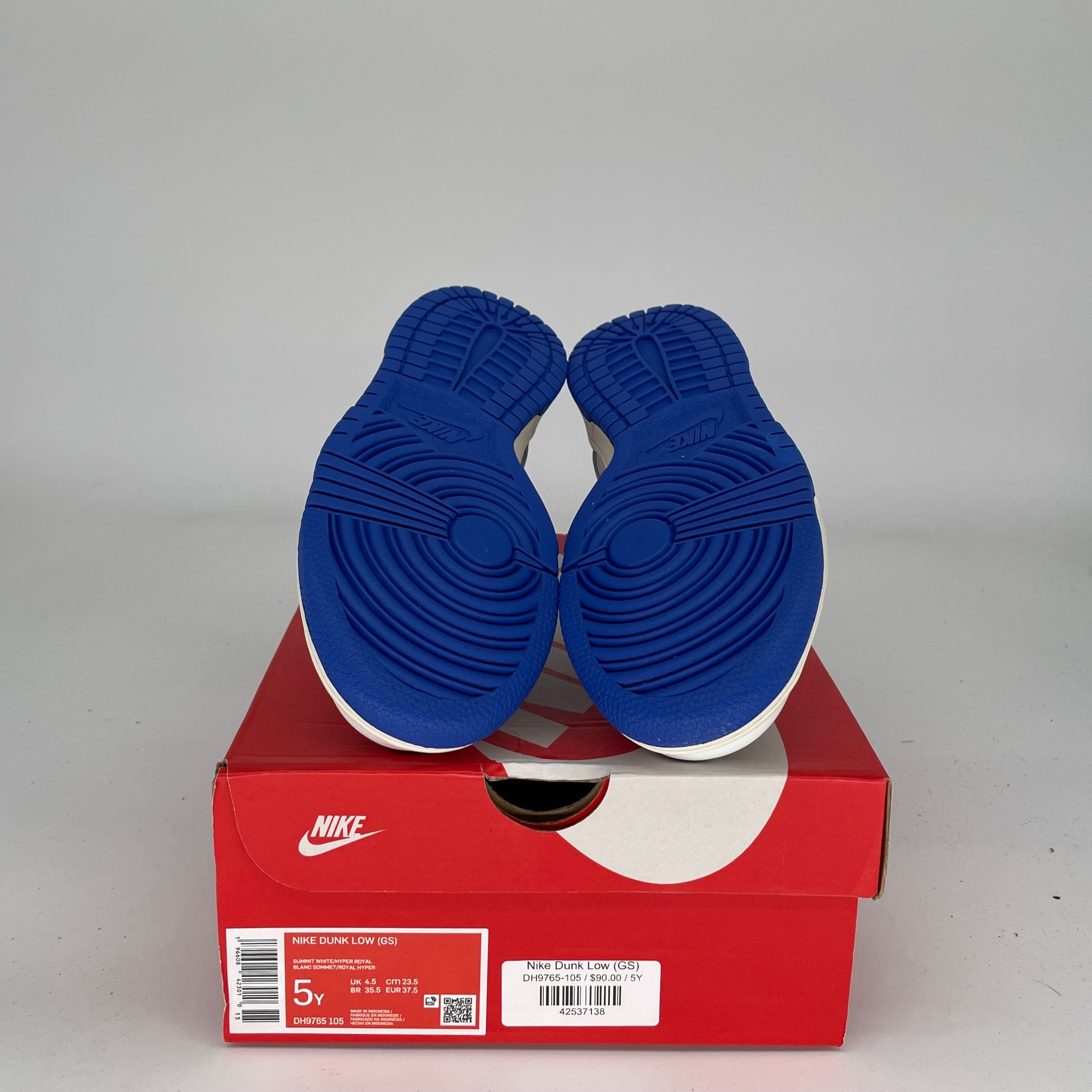 NIKE DUNK LOW SUMMIT WHITE HYPER ROYAL SIZE 5Y DH9765-105
