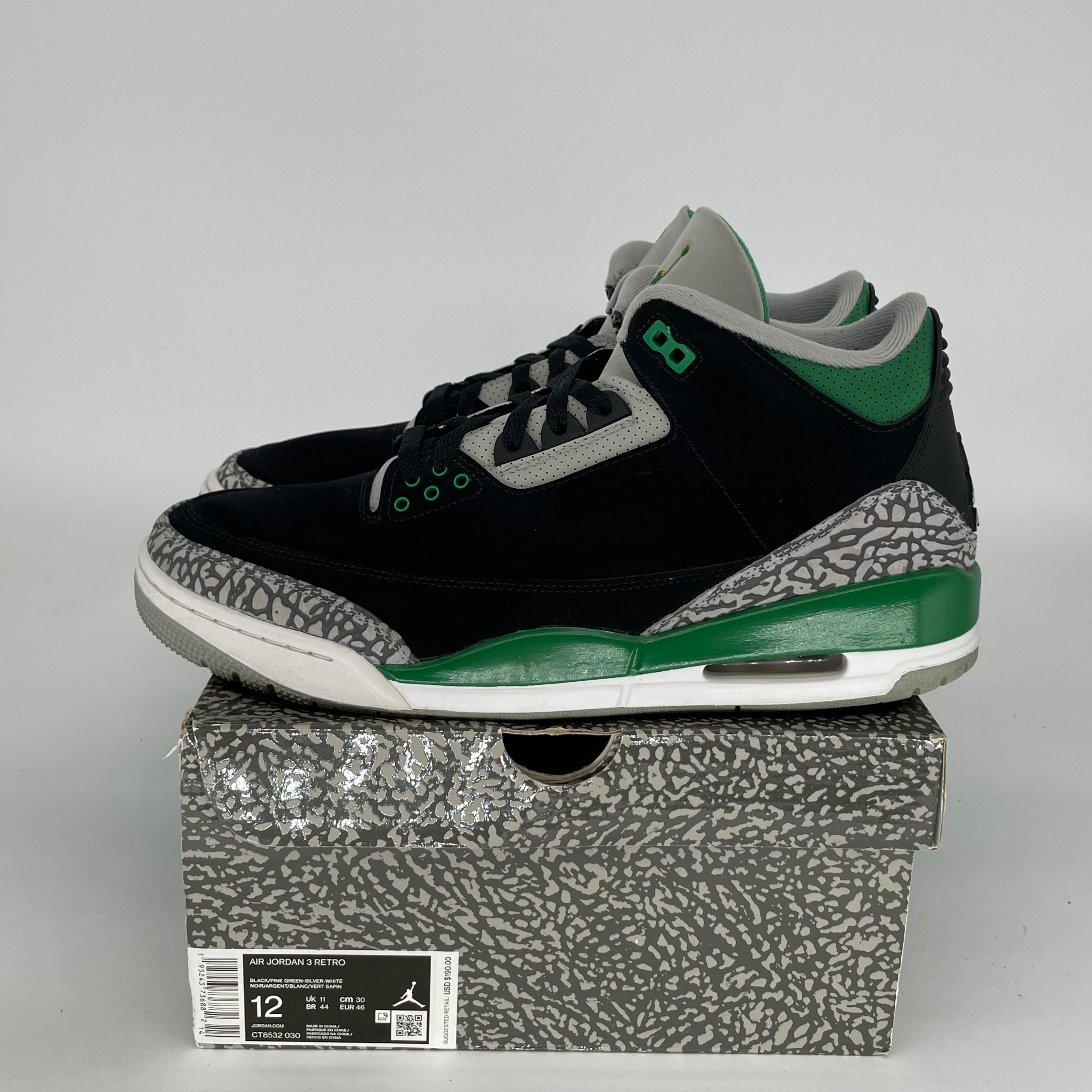 AIR JORDAN 3 PINE GREEN SIZE 12 CT8532-030