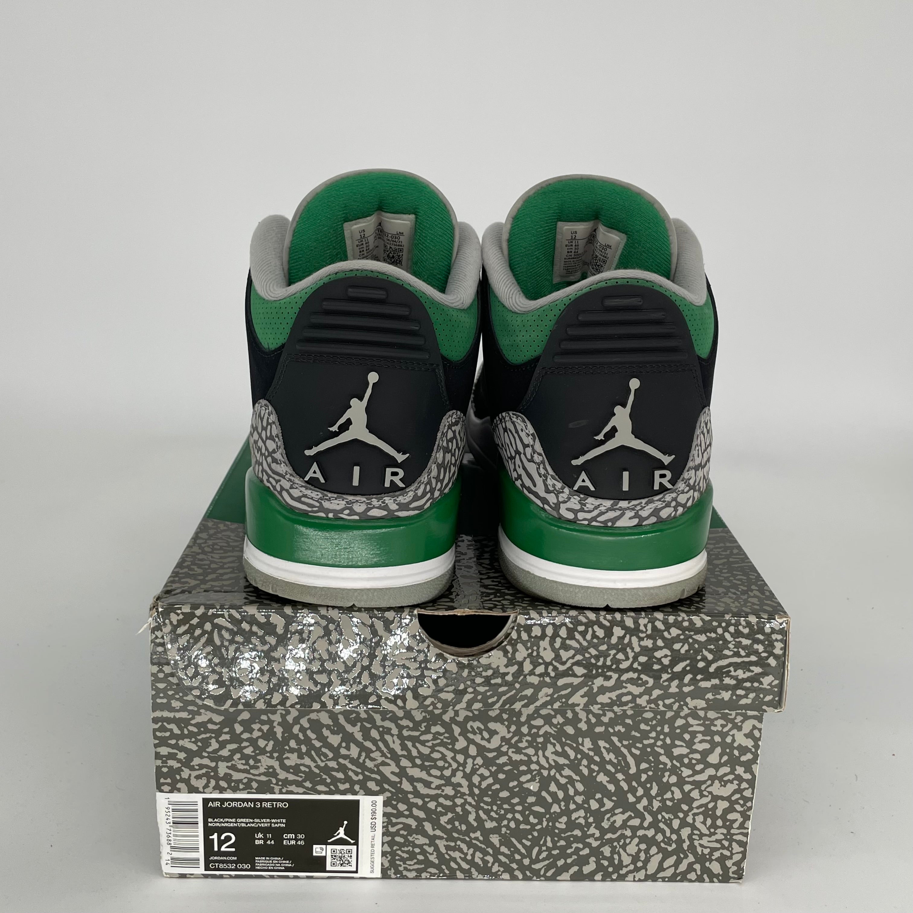 AIR JORDAN 3 PINE GREEN SIZE 12 CT8532-030