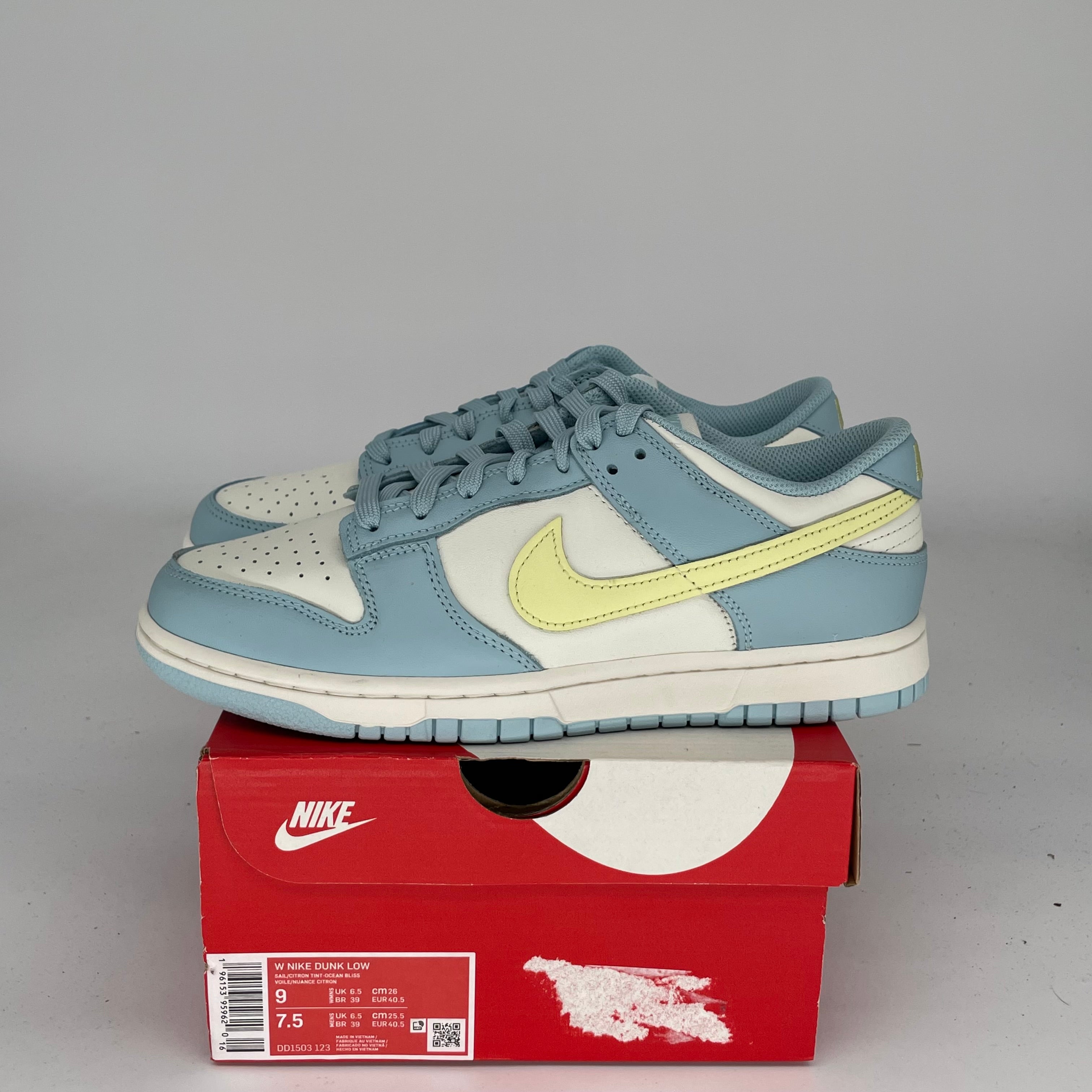 NIKE DUNK LOW OCEAN BLISS CITRON TINT W SIZE 7.5/9W DD1503-123