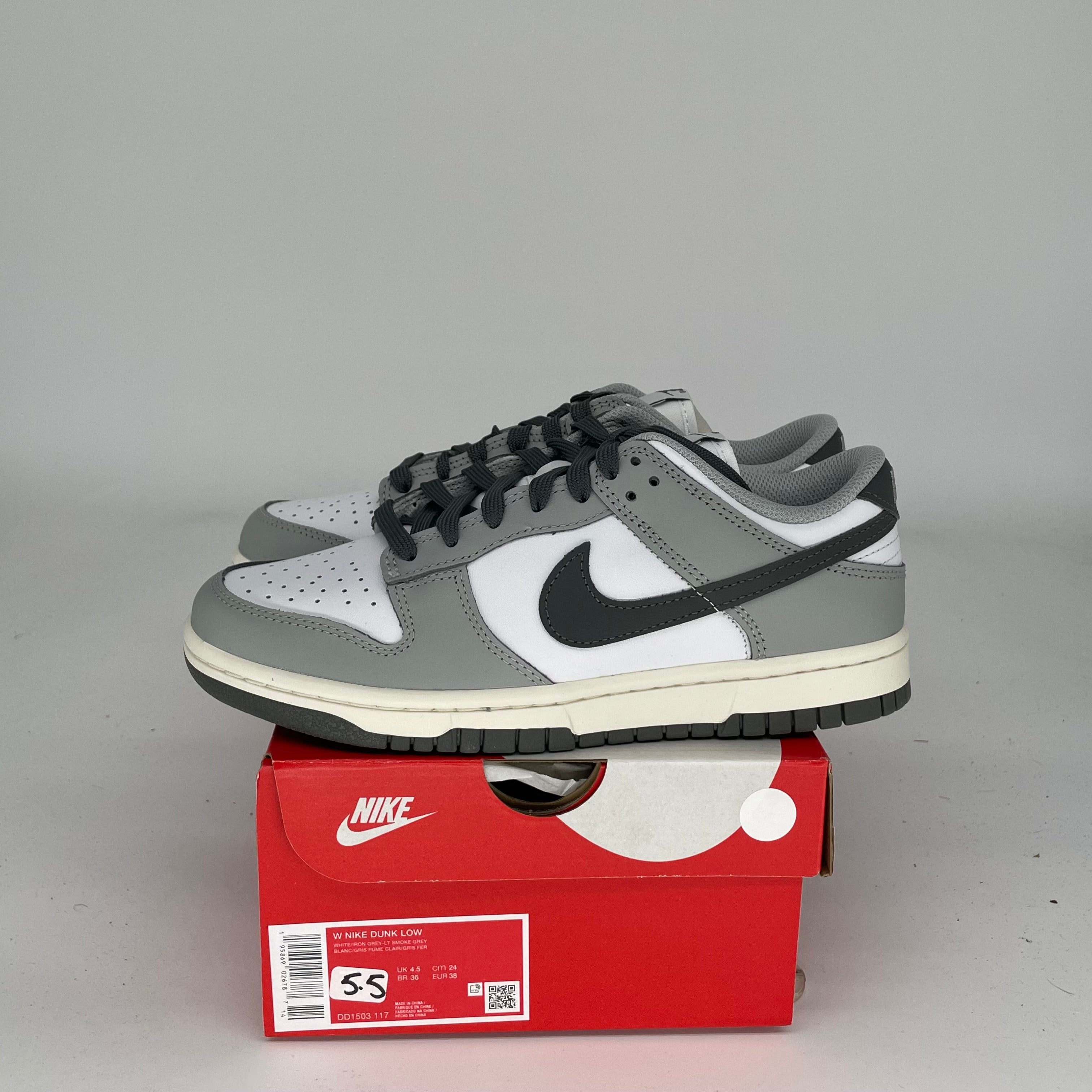 NIKE DUNK LOW LIGHT SMOKE GREY W SIZE 5.5/7W DD1503-117